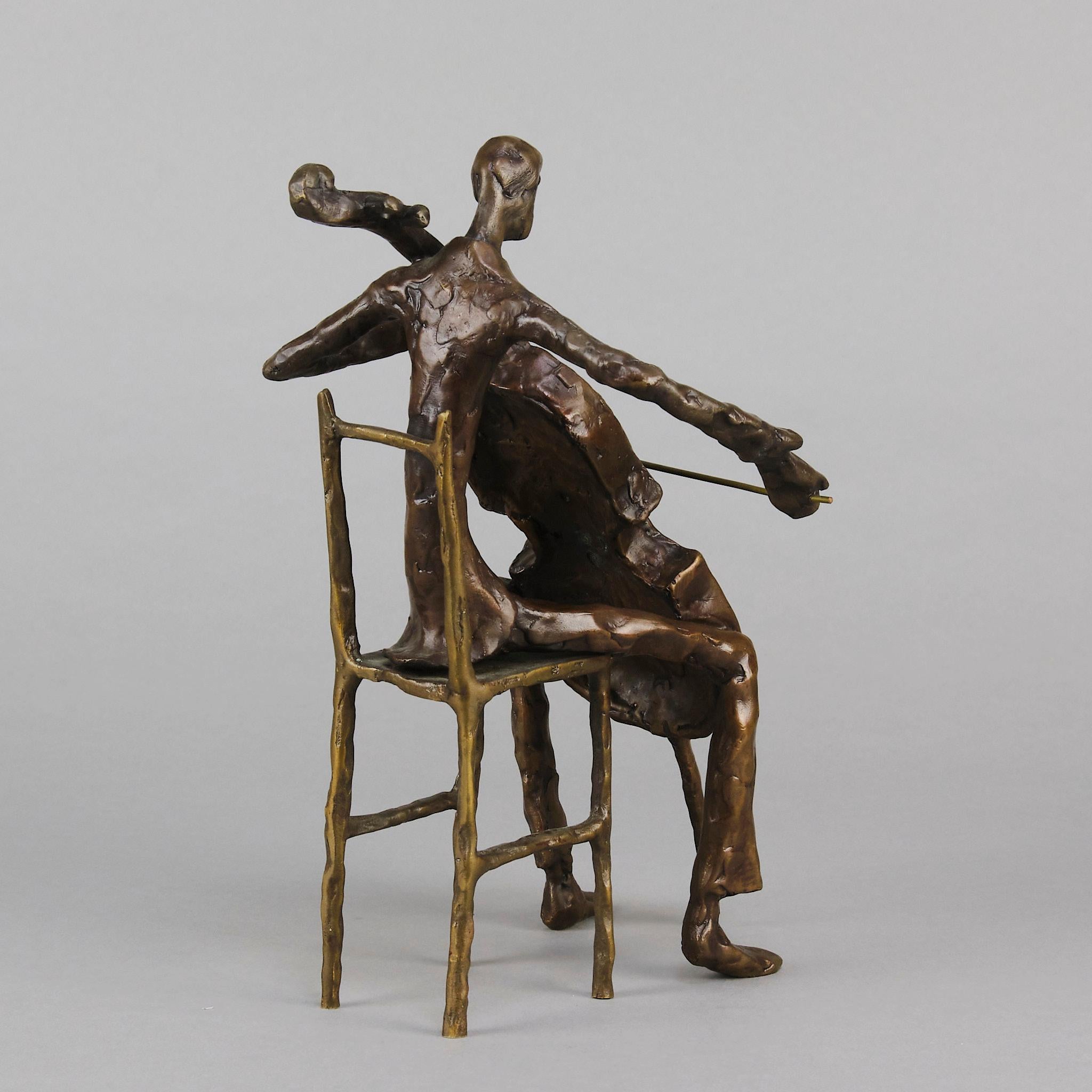 Sculpture en bronze du milieu du 20e siècle intitulée 