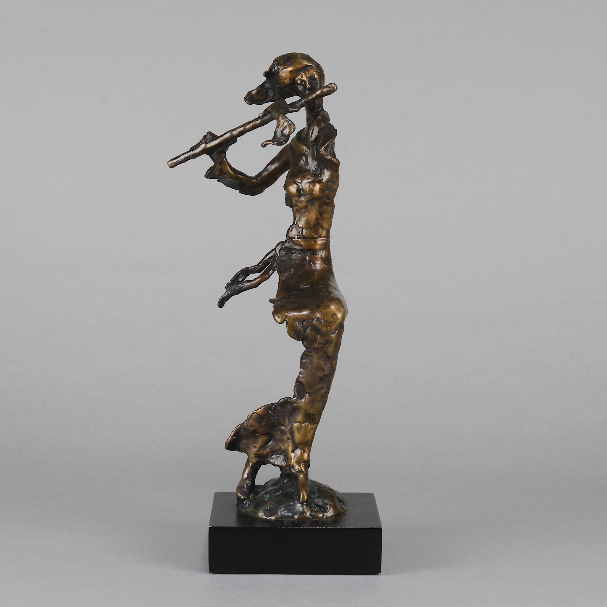Escultura de bronce de mediados del siglo XX titulada 
