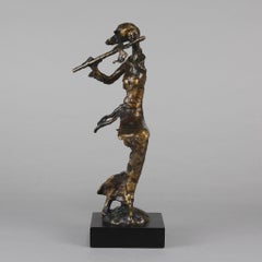 Mid 20th Century Bronze Sculpture entitled "Flautist" by Bernard Kim