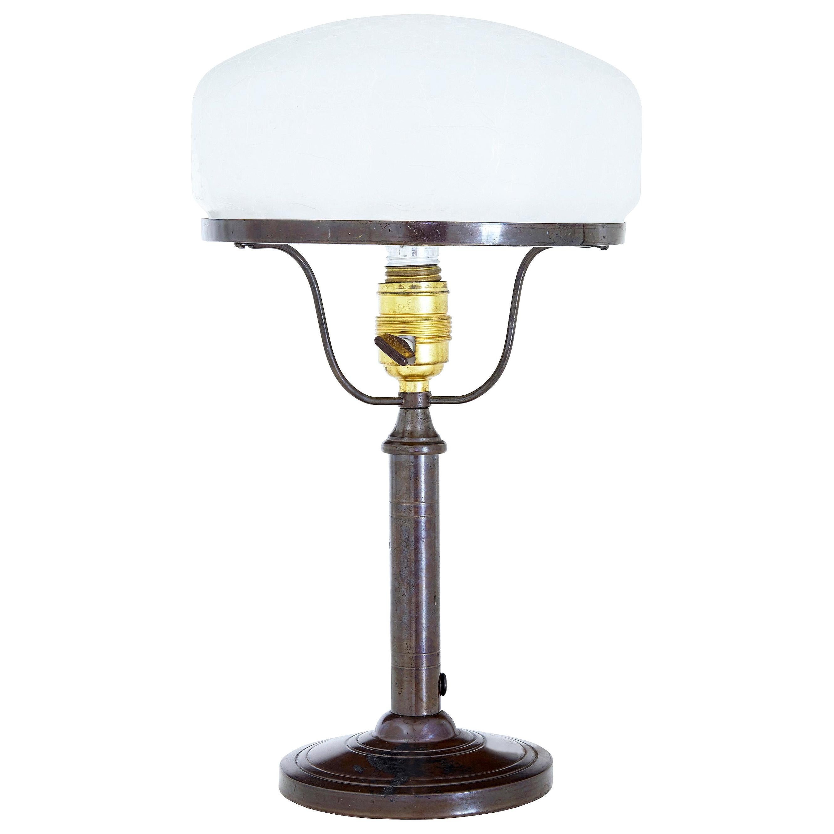Mid-20th Century Bronze Table Lamp with Frosted Glass Shade For Sale at  1stDibs