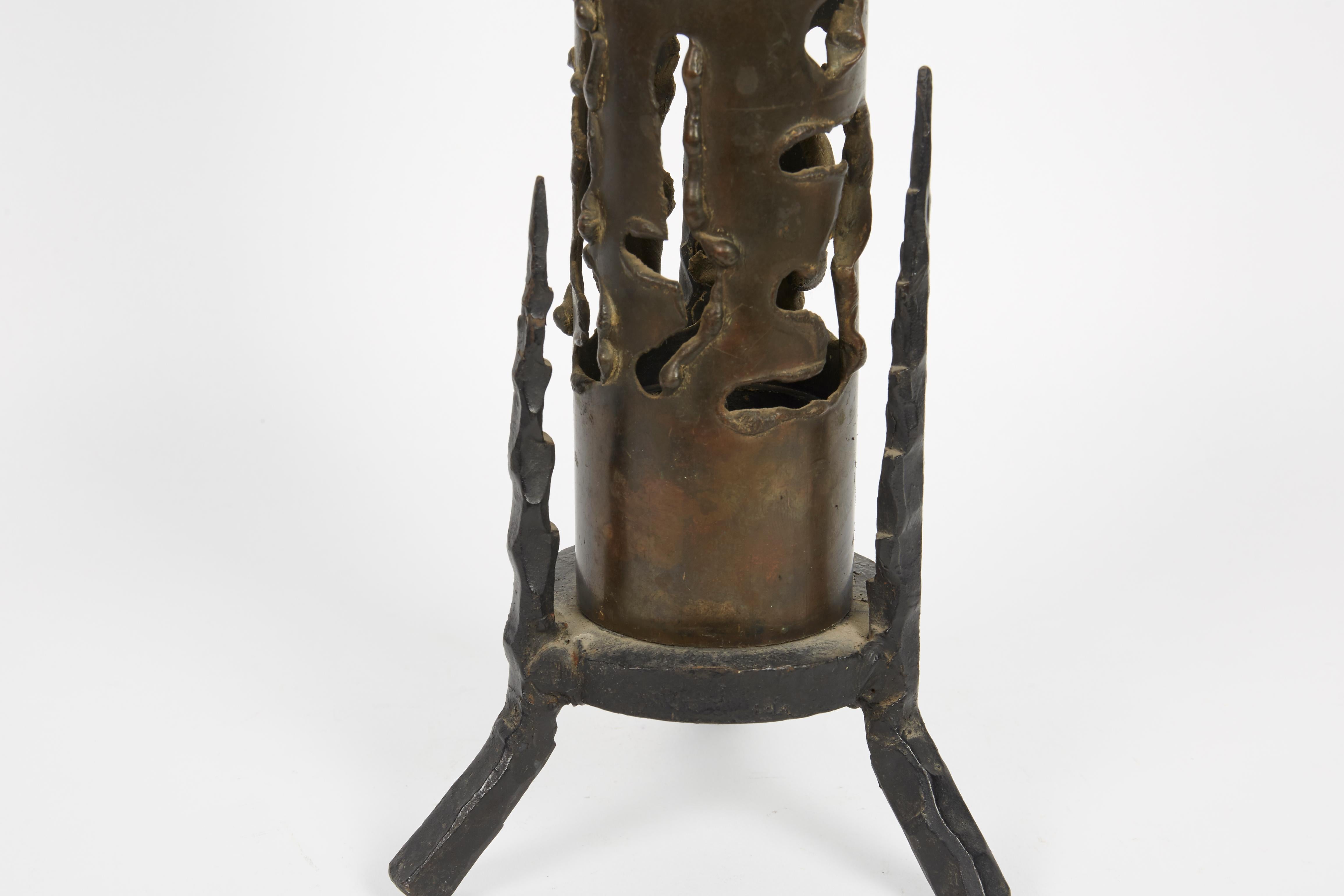 Brutalist Mid-20th Century Israeli Brass and Iron Memorial Candle by David Palombo For Sale