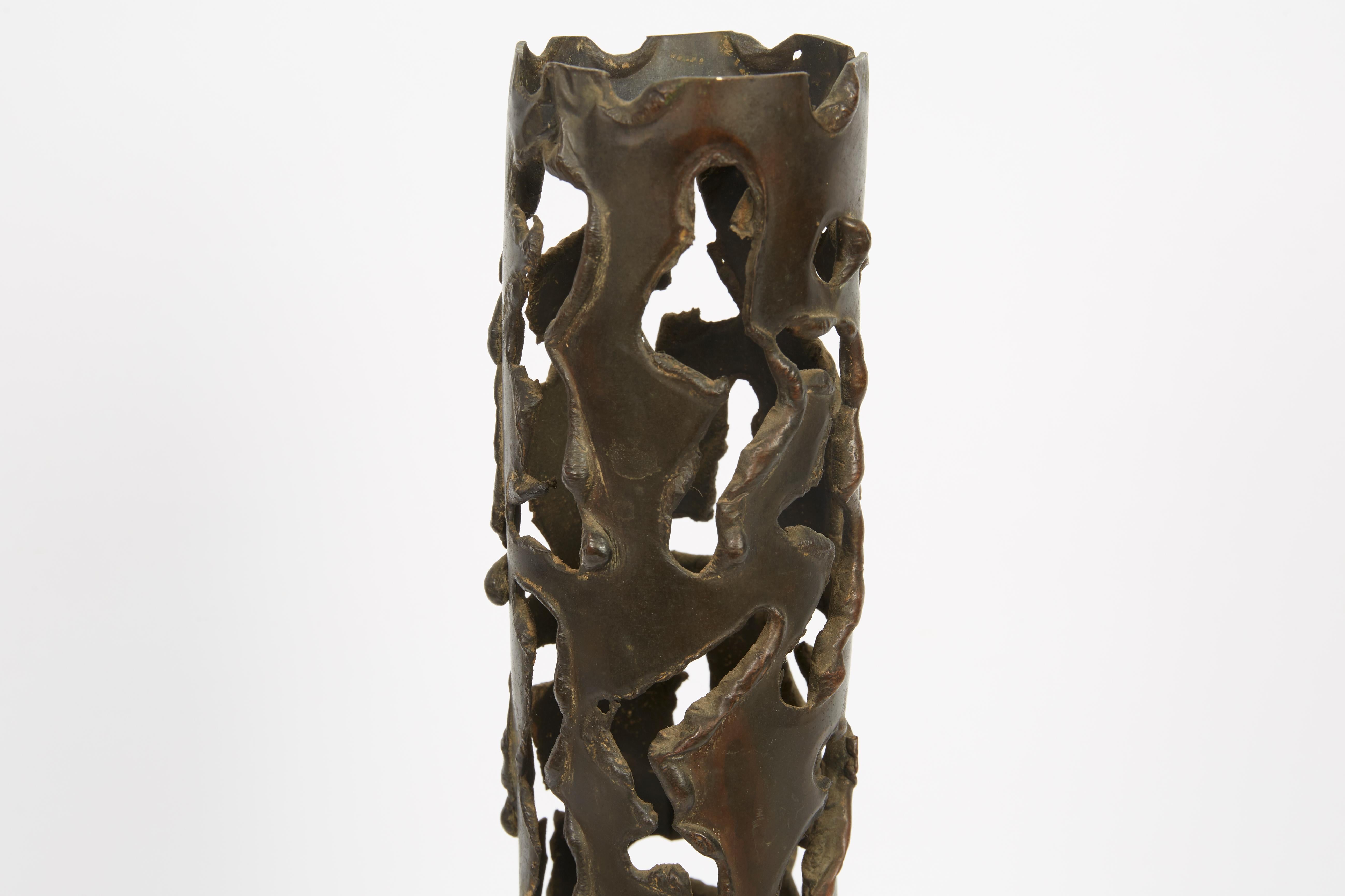 Hand-Crafted Mid-20th Century Israeli Brass and Iron Memorial Candle by David Palombo For Sale
