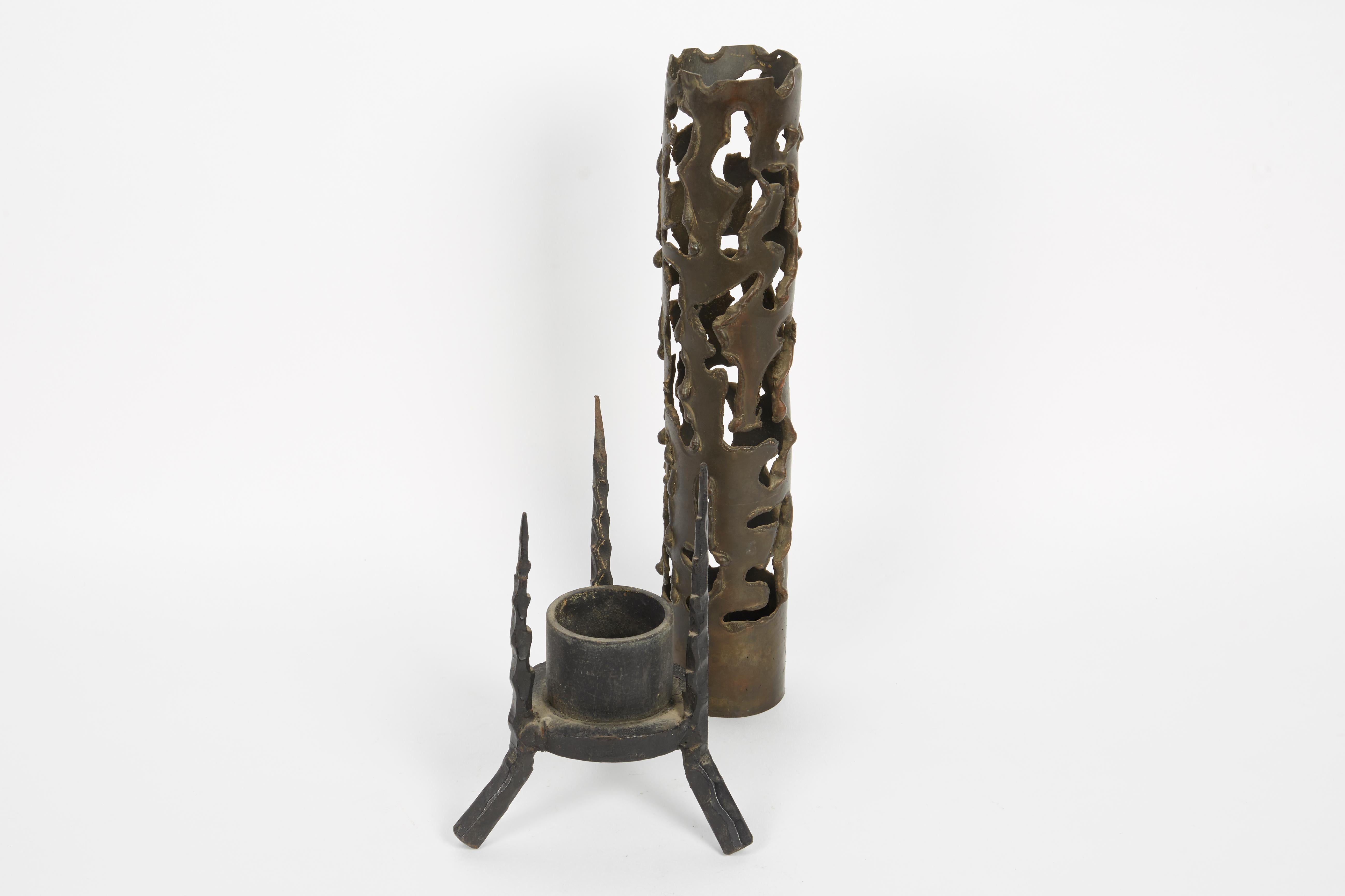 Mid-20th Century Israeli Brass and Iron Memorial Candle by David Palombo In Excellent Condition For Sale In New York, NY