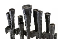 Mid-20th Century Brutalist Iron Hanukkah Lamp by David Palombo