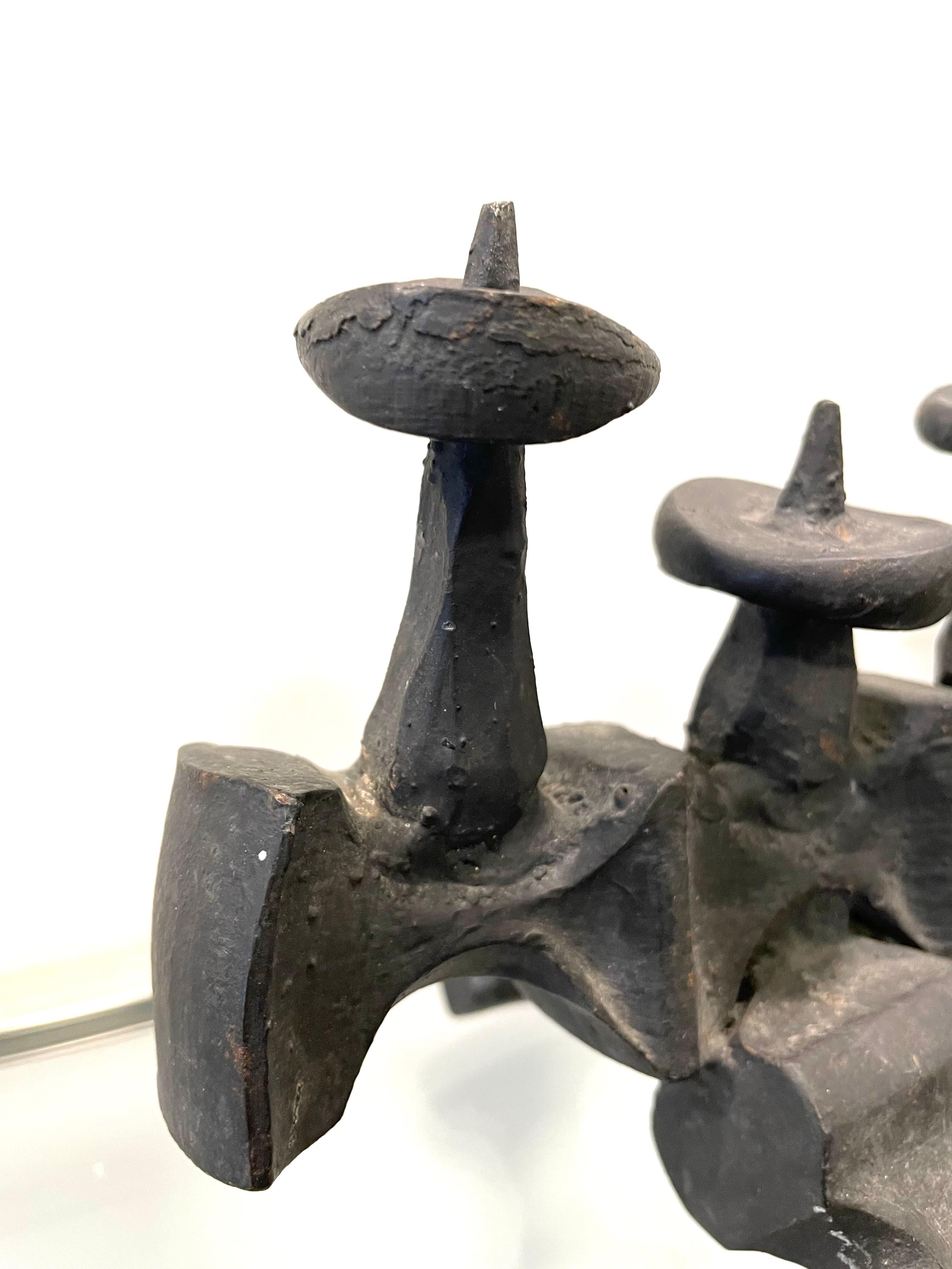 Mid-20th Century Israeli Brutalist Iron Hanukkah Lamp by David Palombo For Sale 1