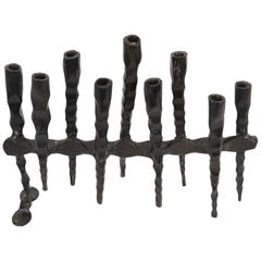 Used Mid-20th Century Brutalist Iron Hanukkah Lamp Menorah by David Palombo