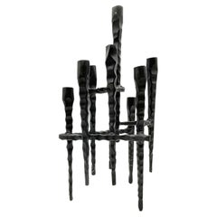 Mid-20th Century Brutalist Iron Hanukkah Lamp by David Palombo