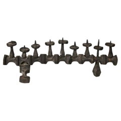 Mid-20th Century Israeli Brutalist Iron Hanukkah Lamp by David Palombo