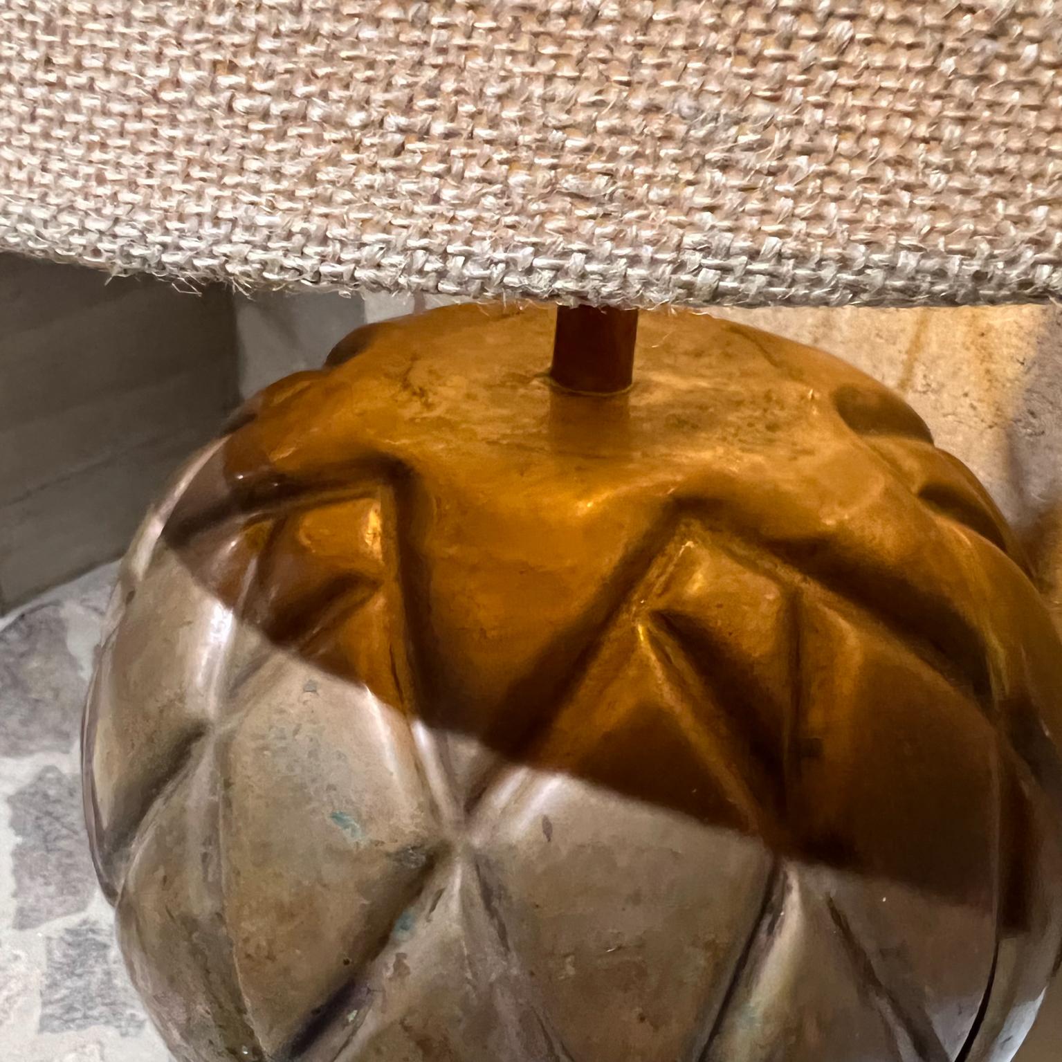 Late 20th Century Mid 20th Century Bulbous Modern Table Lamp Diamond Textured Copper For Sale