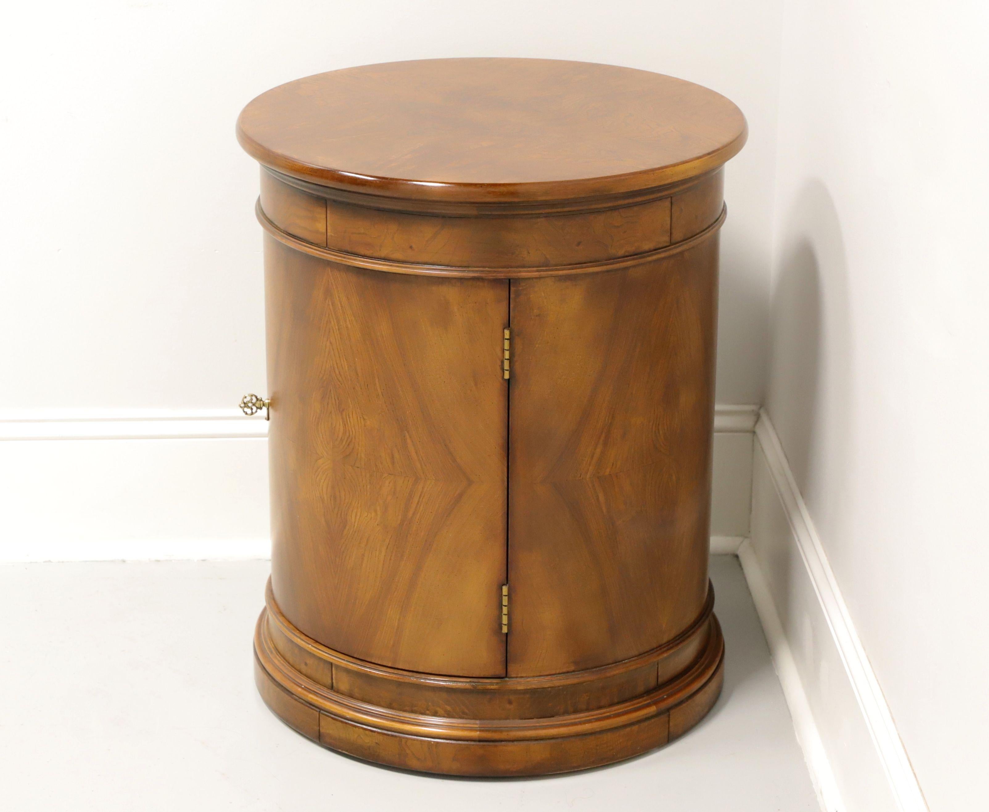 Other Mid-20th Century Burl Elm Round Cabinet Accent Table