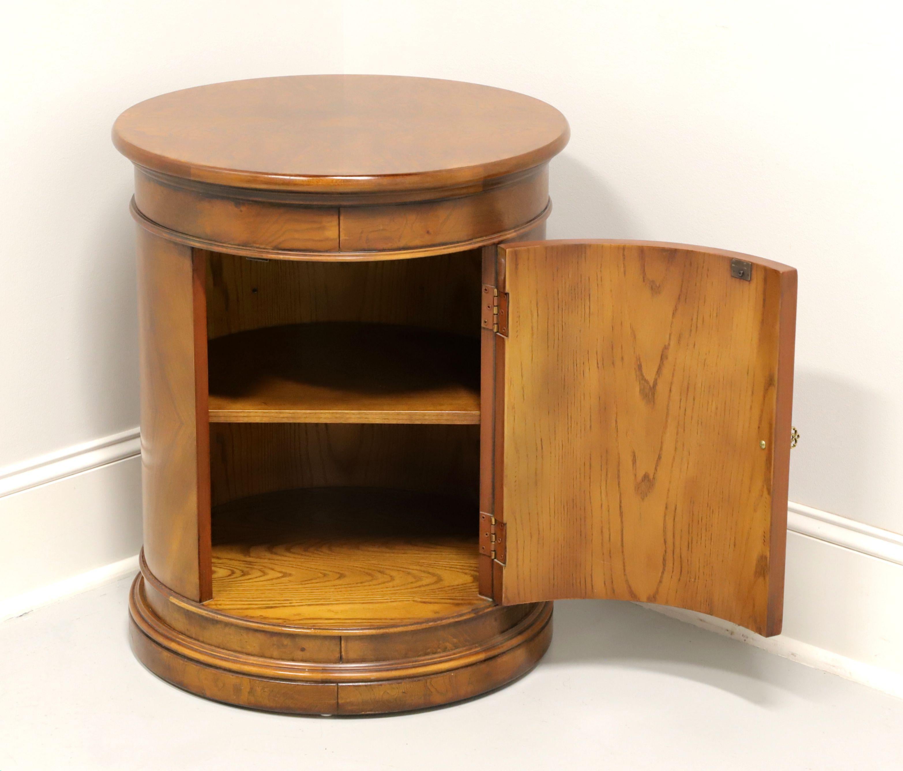 Mid-20th Century Burl Elm Round Cabinet Accent Table In Good Condition In Charlotte, NC