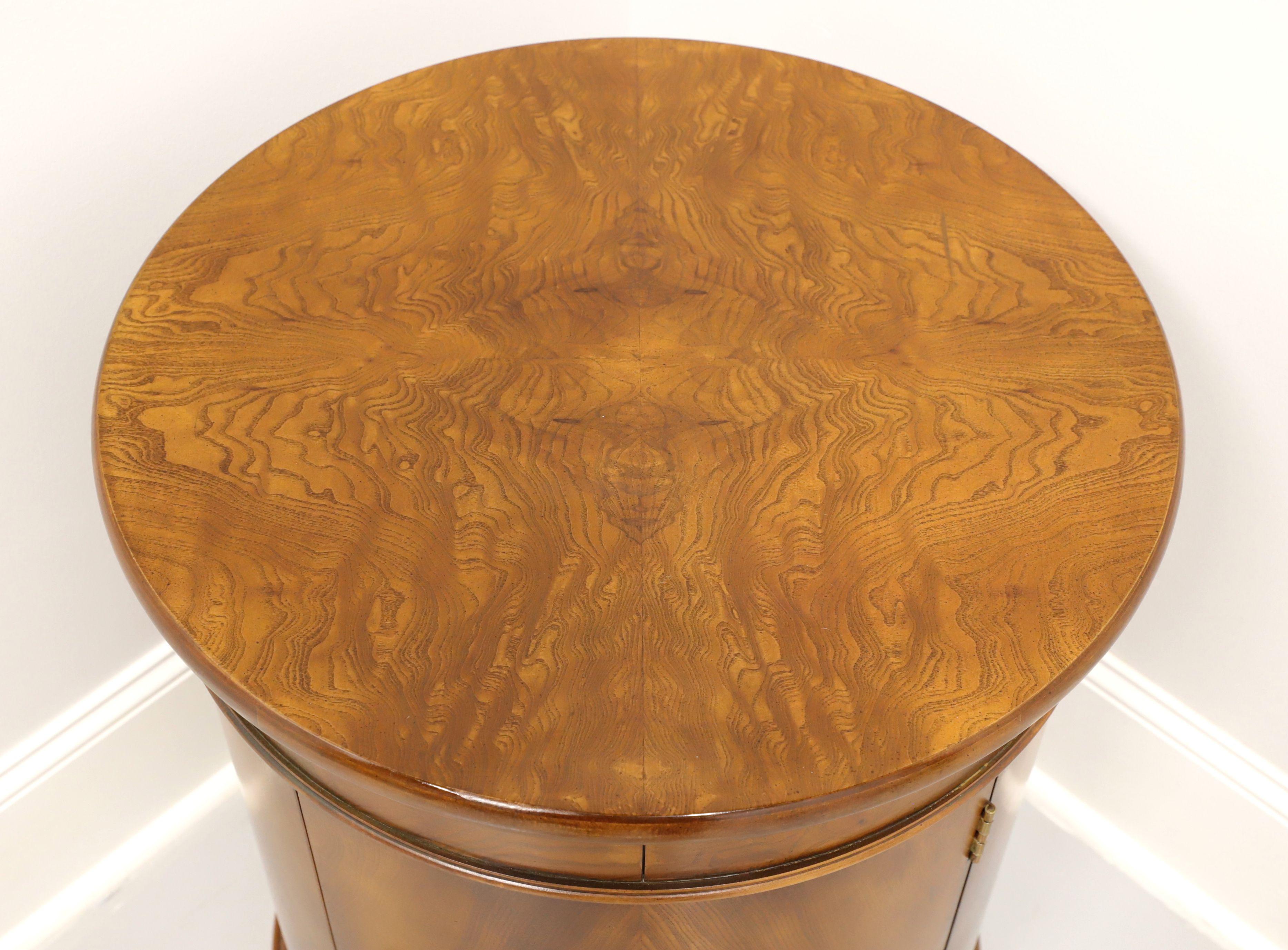Mid-20th Century Burl Elm Round Cabinet Accent Table 1