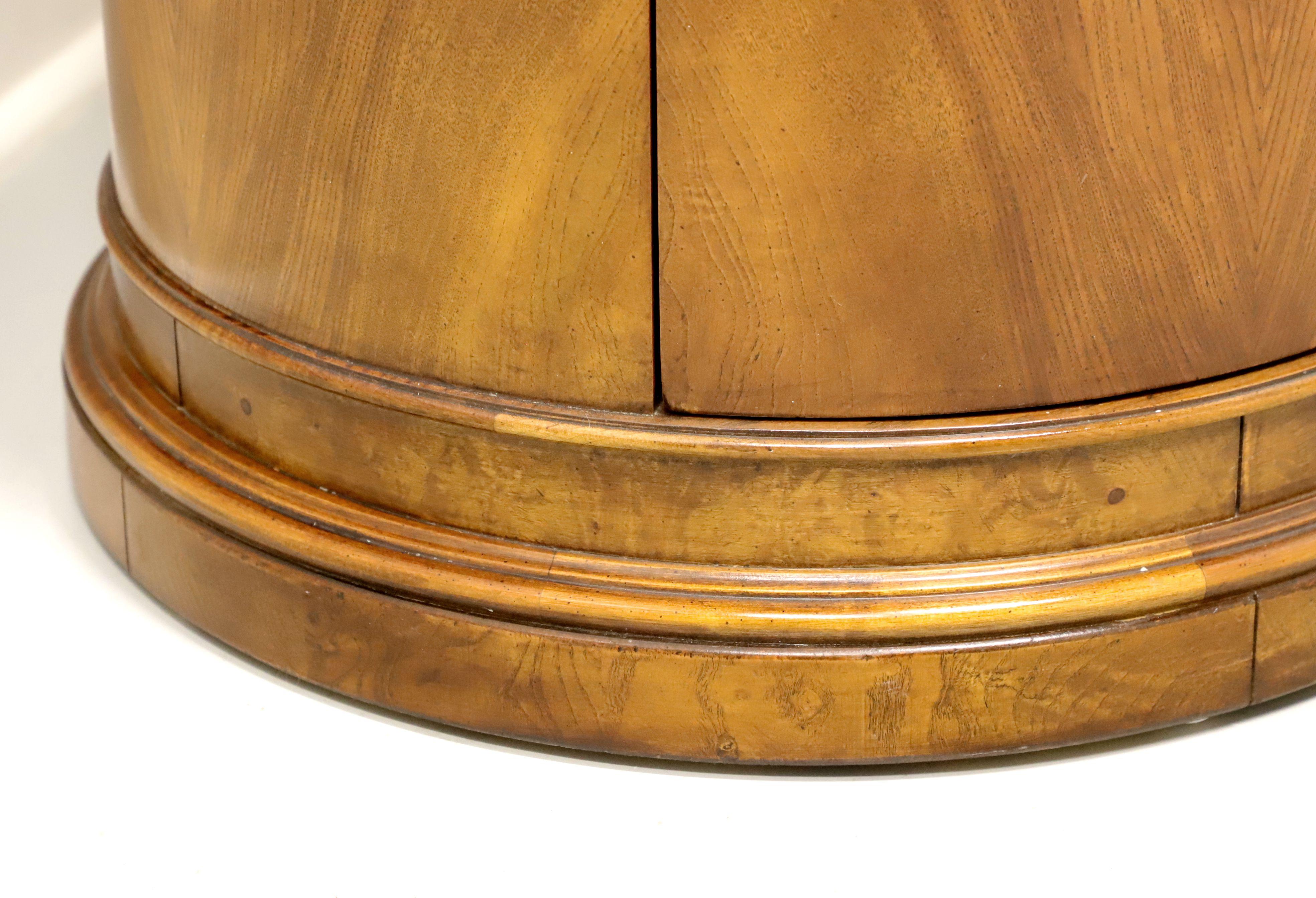 Mid-20th Century Burl Elm Round Cabinet Accent Table 2