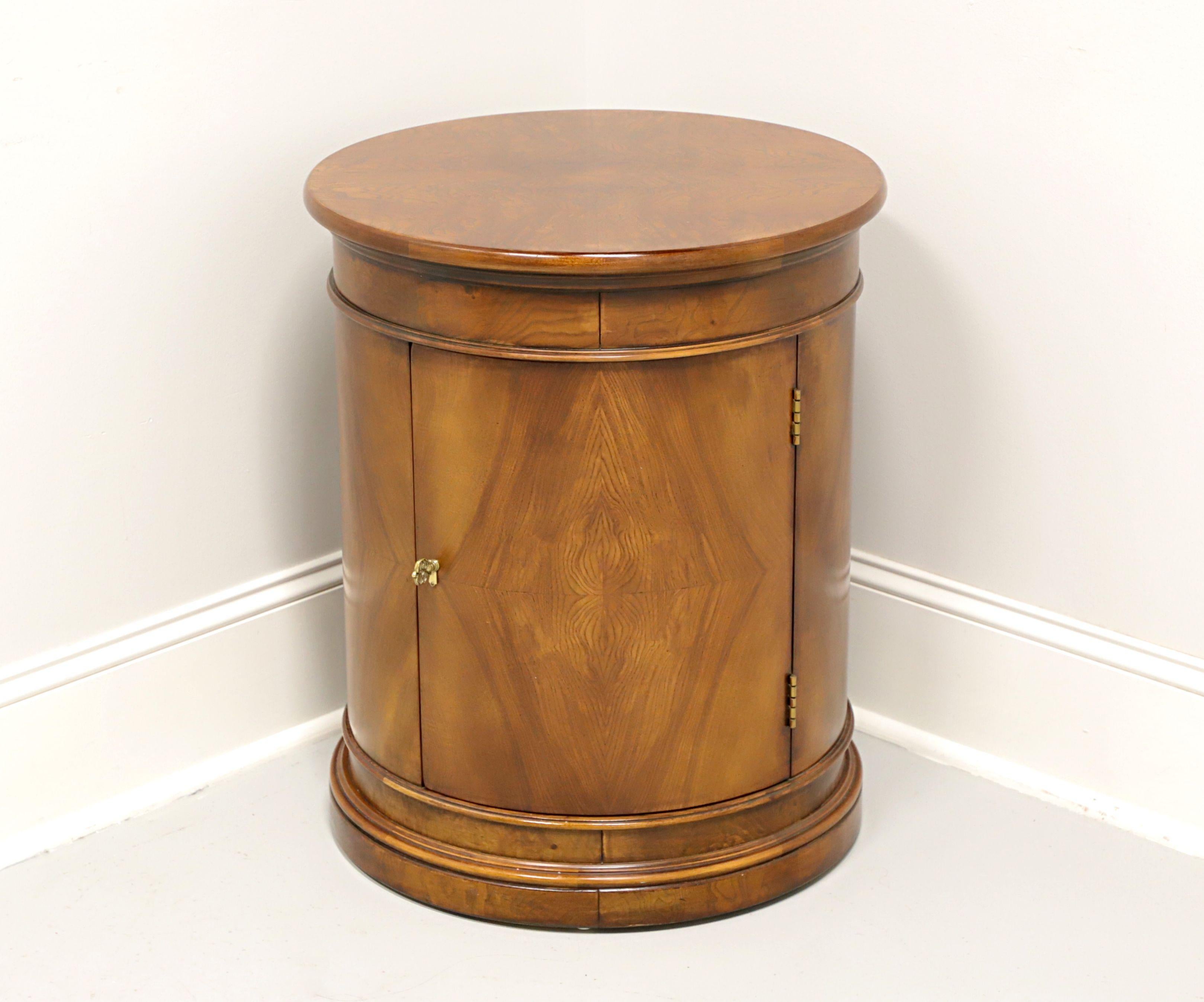 Mid-20th Century Burl Elm Round Cabinet Accent Table 4