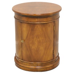Mid-20th Century Burl Elm Round Cabinet Accent Table