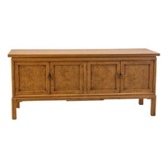 Mid 20th Century Burl Walnut Four Door Sideboard Credenza by Thomasville