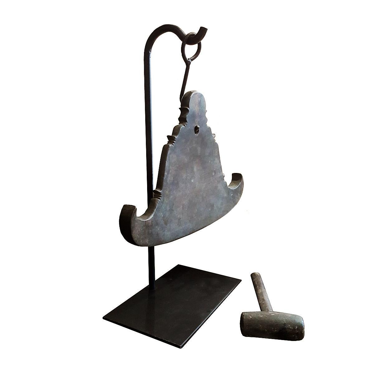 Other Mid-20th Century Burmese Bronze Gong on a Stand