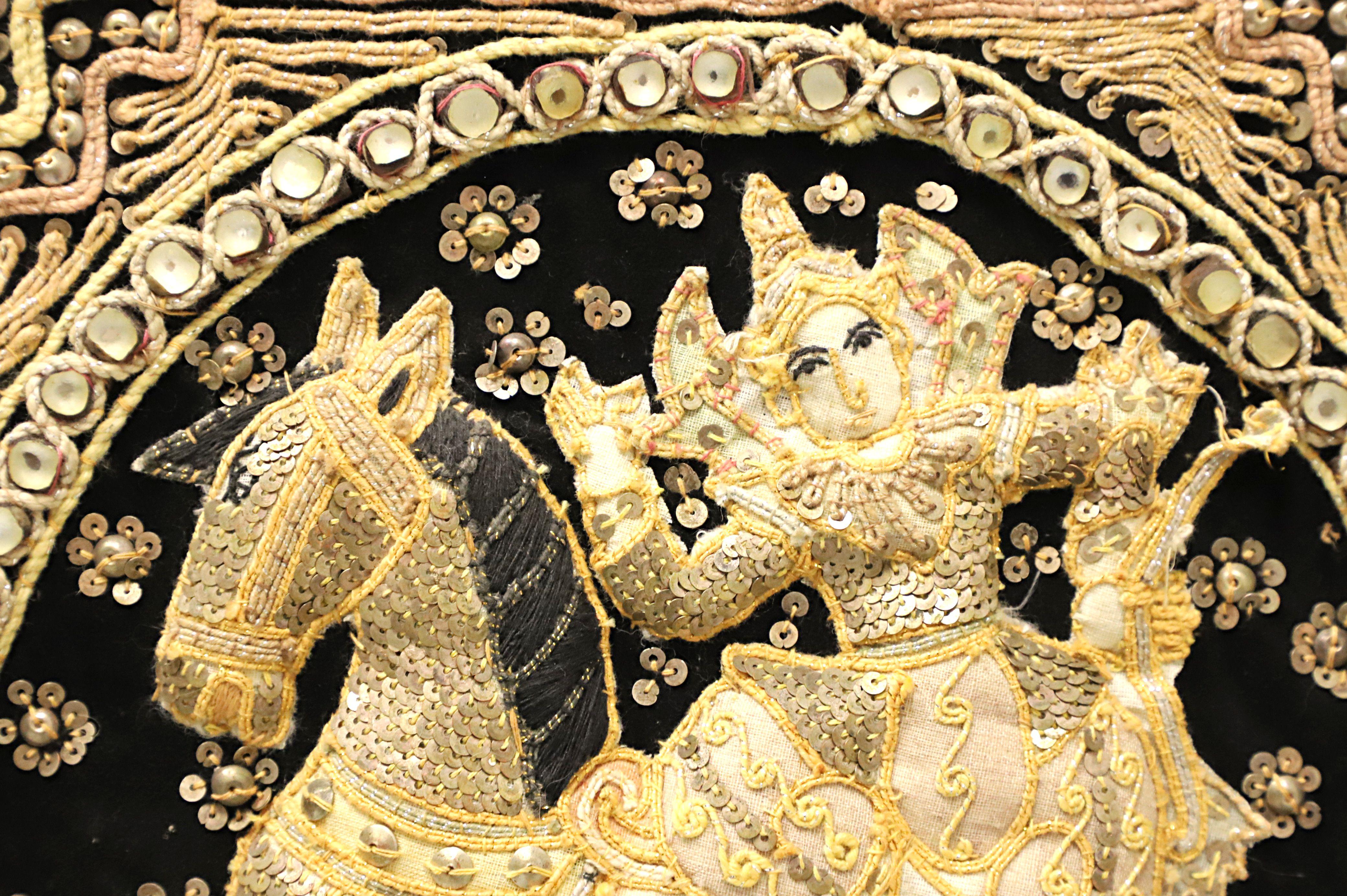 Mid 20th Century Framed Burmese Kalaga Tapestry 6