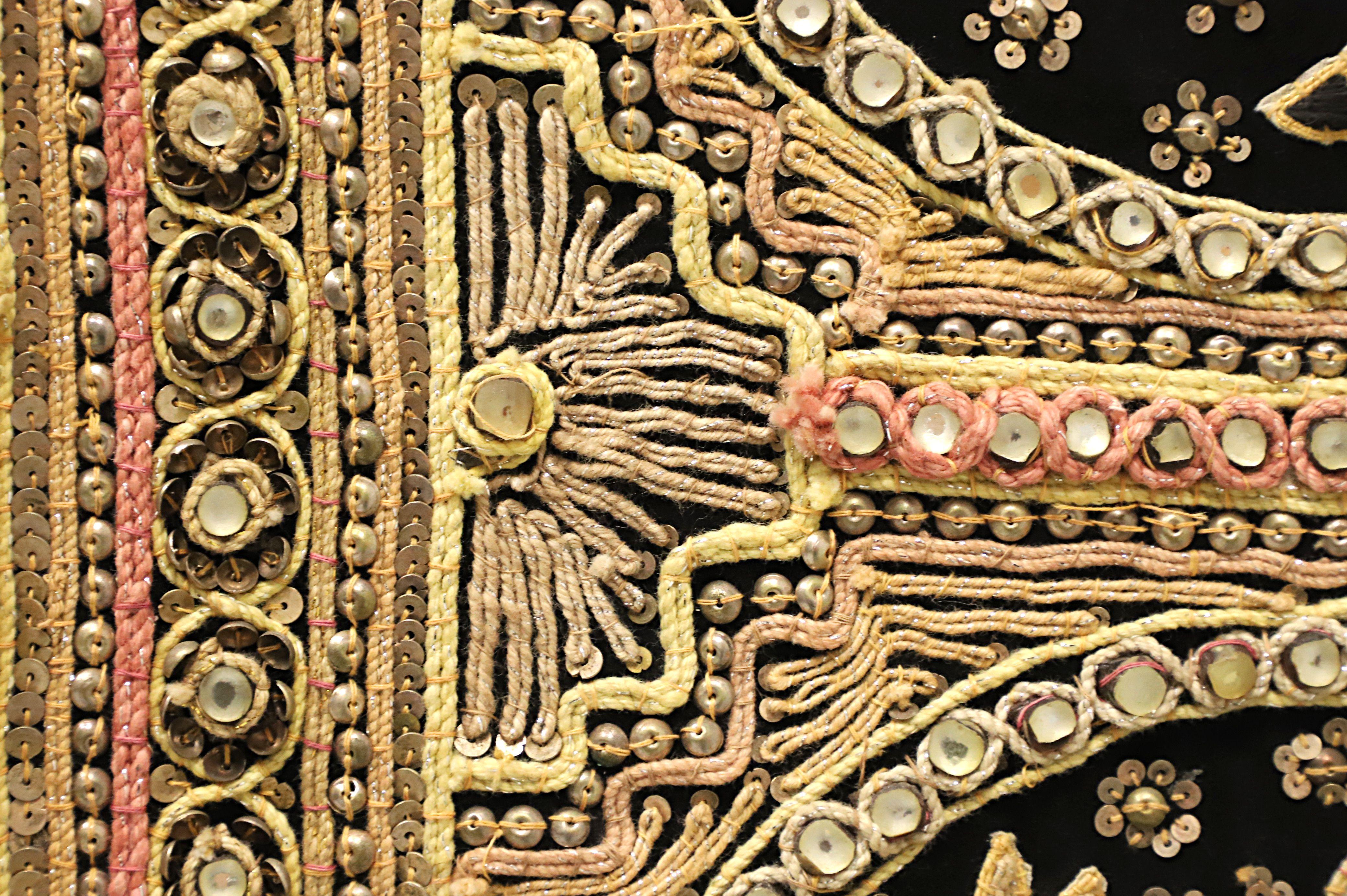 Mid 20th Century Framed Burmese Kalaga Tapestry 9