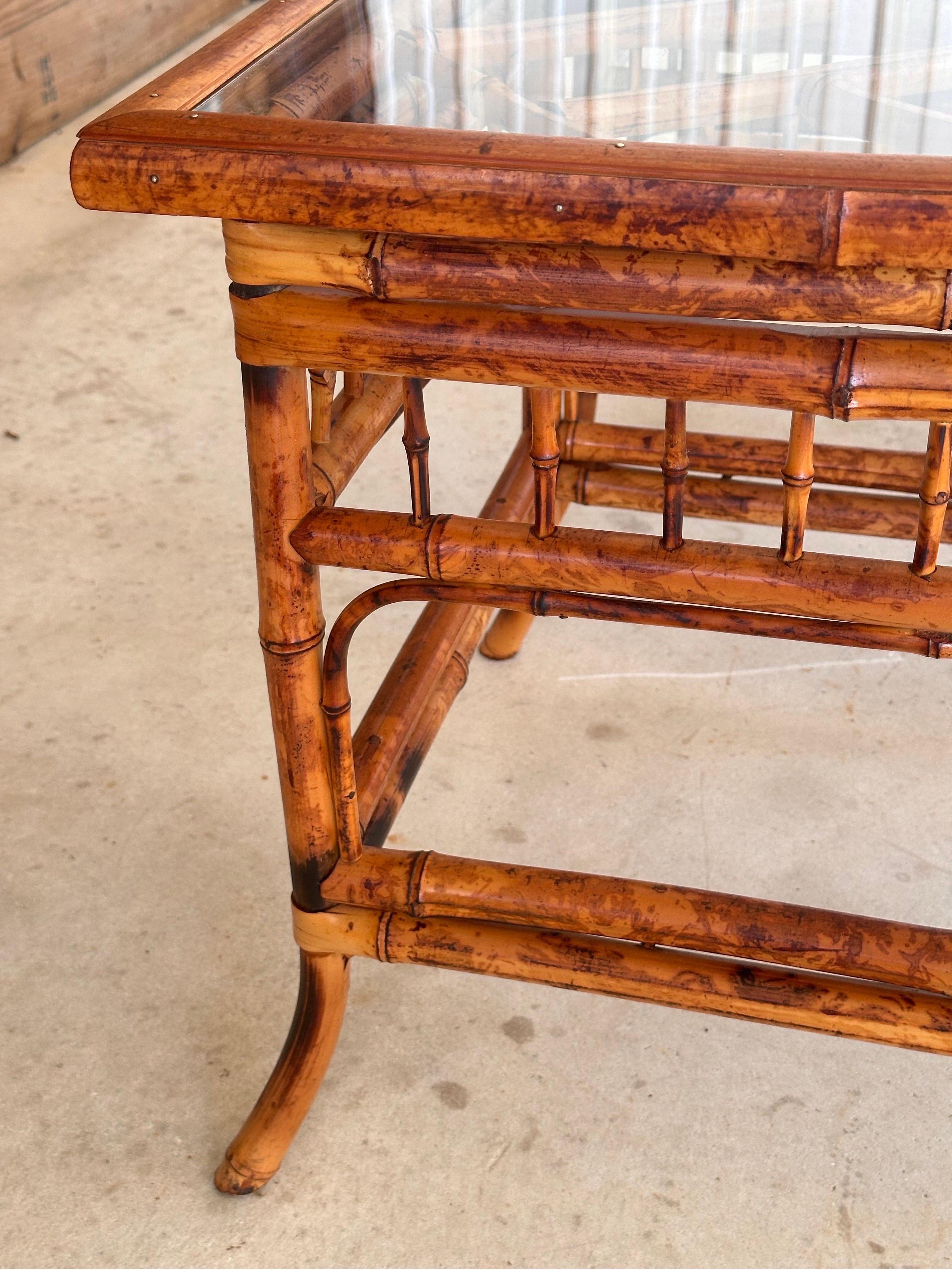 Taiwanese mid-20th Century Burnt Bamboo Brighton Pavilion Side Tables by Hekman-Pair