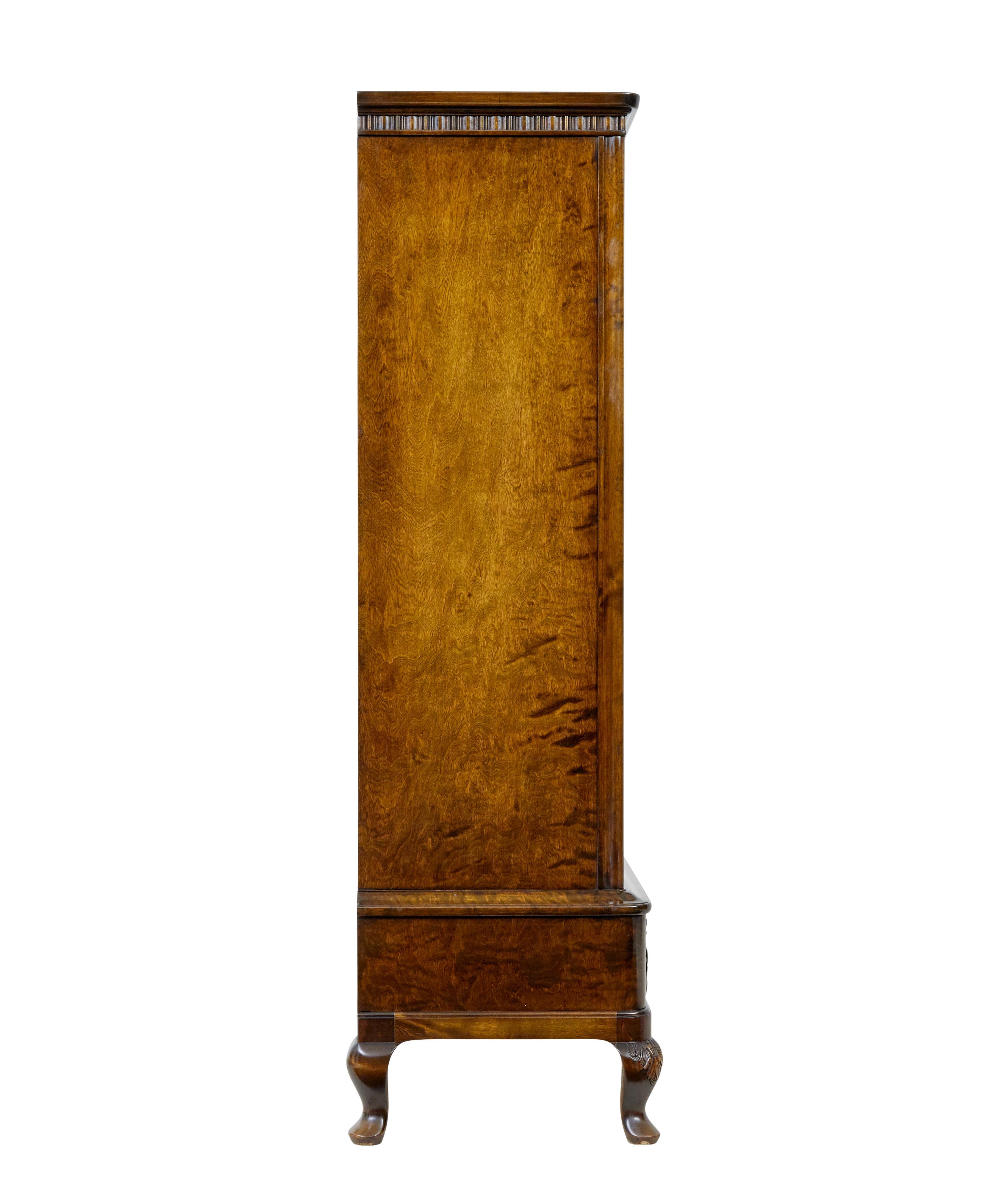 Swedish Mid 20th century burr birch cabinet by Bodafors For Sale