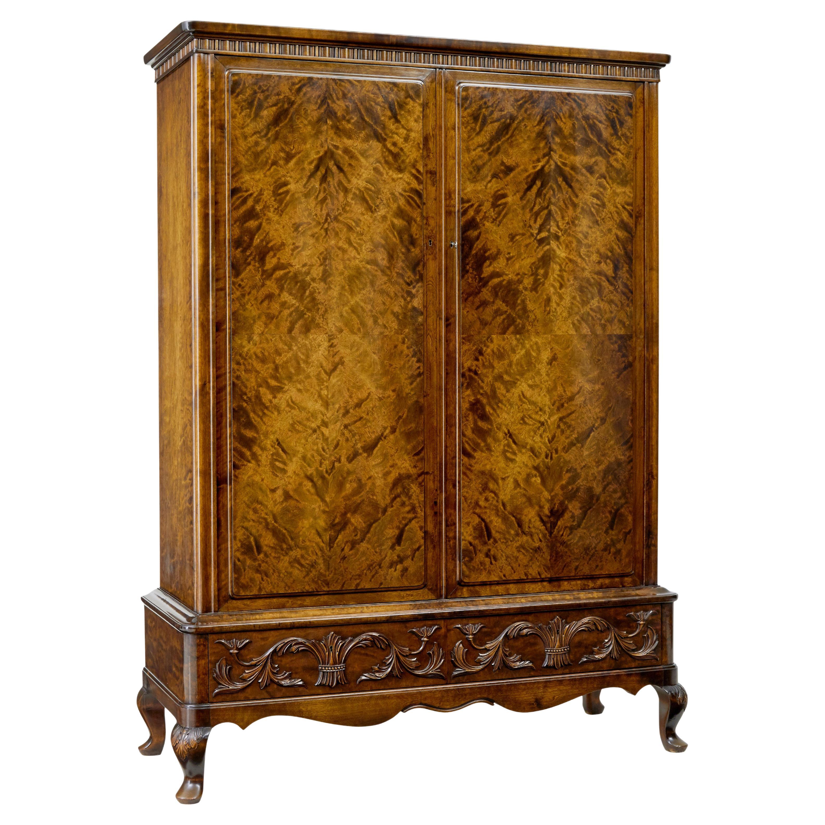Mid 20th century burr birch cabinet by Bodafors For Sale