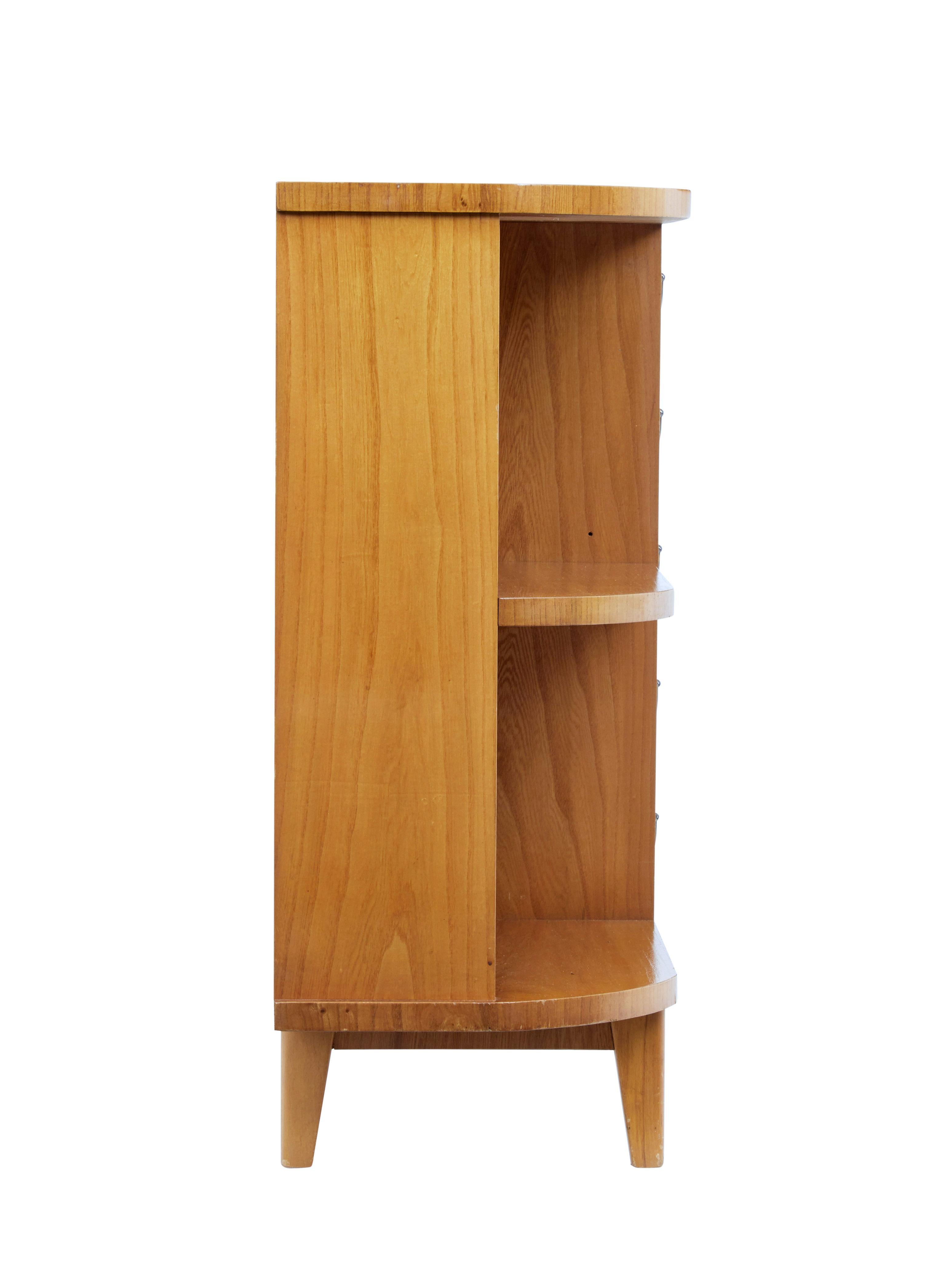 Scandinavian Modern Mid-20th Century Burr Birch Low Open Bookcase