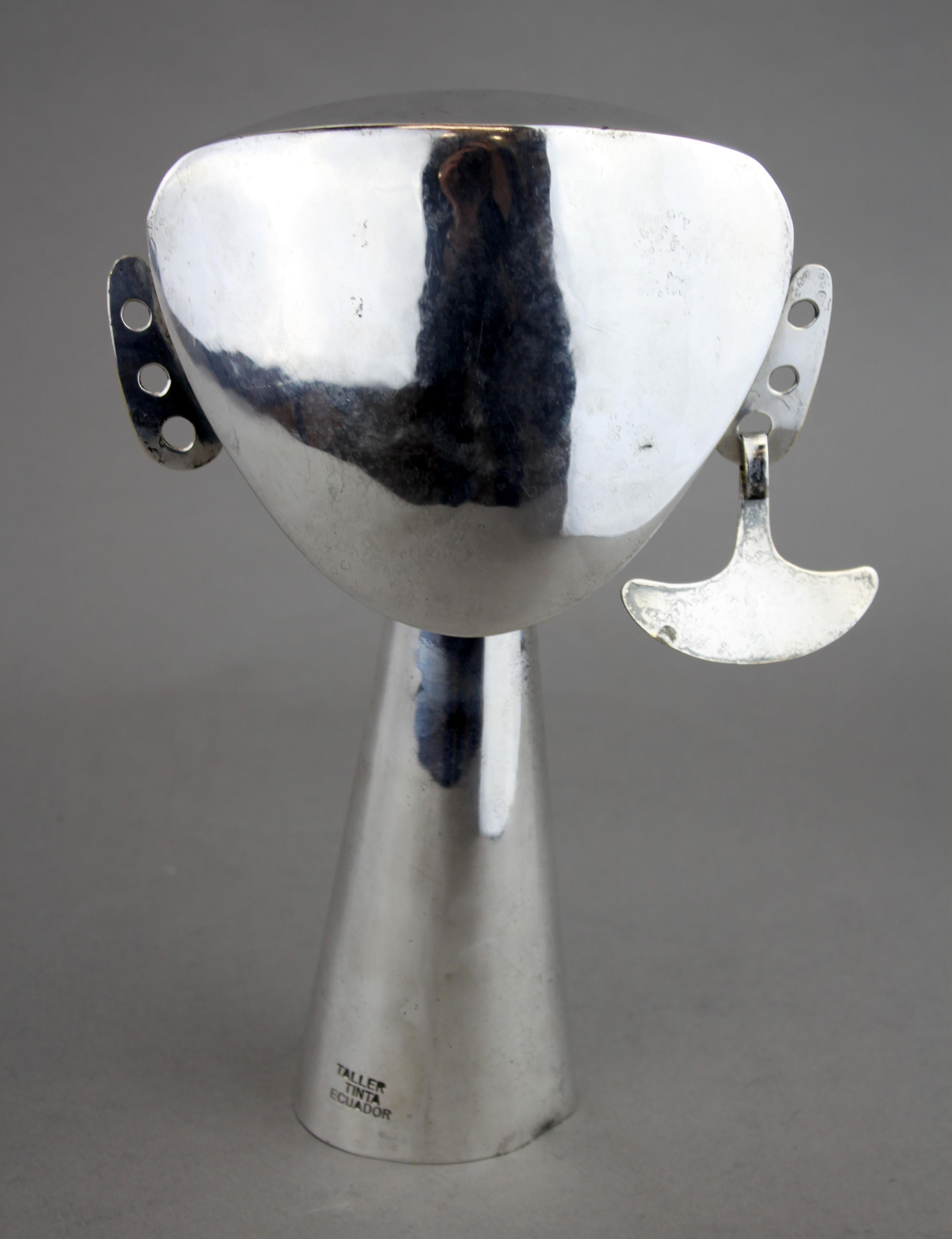 Mid-20th Century Bust Artwork, Silver, Joaquin Taller Tinta, Ecuador, 1950s 3