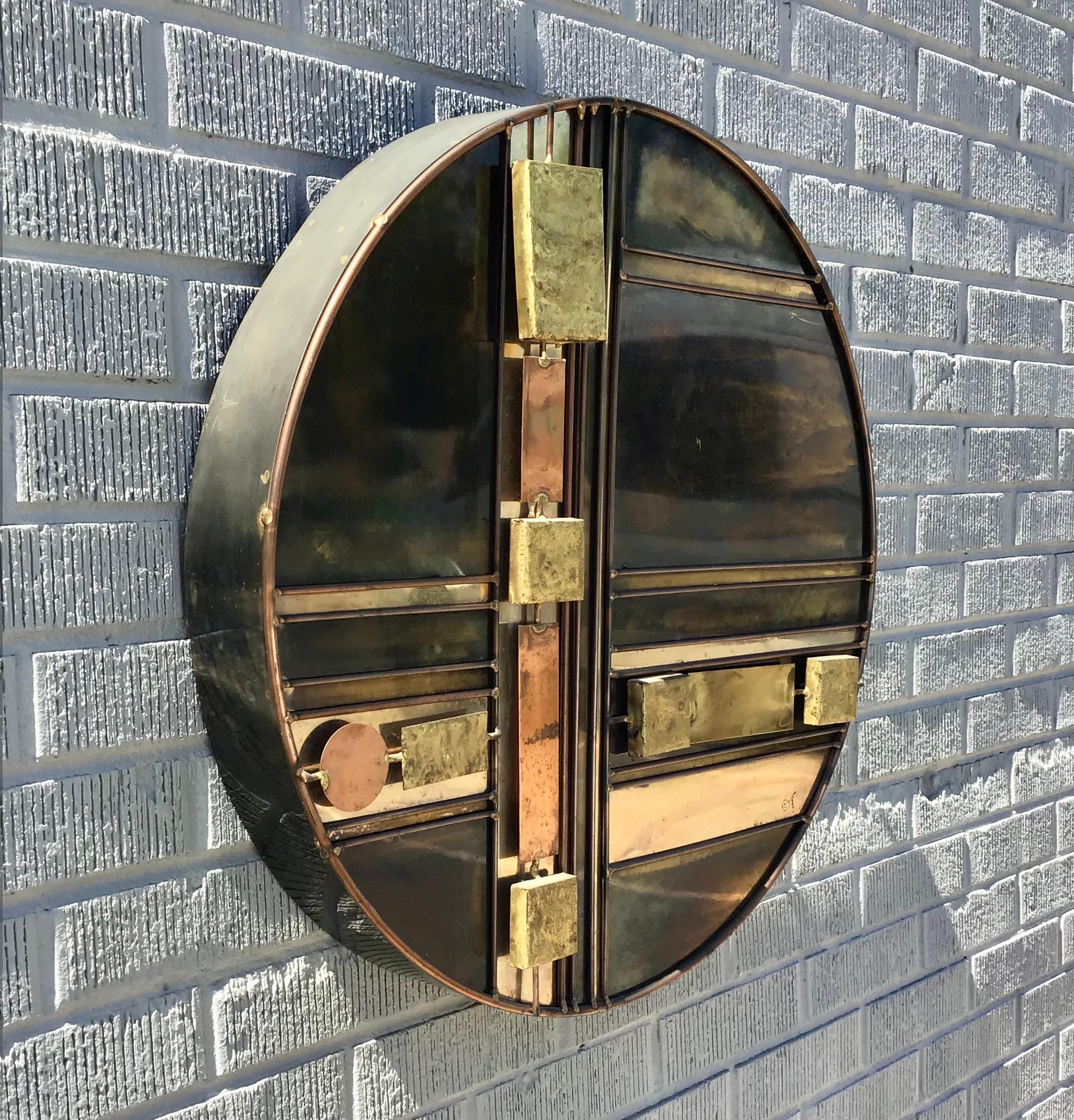 Mitte des 20. Jahrhunderts C Jeré Runde Metall abstrakt signiert Wand-Skulptur (Moderne der Mitte des Jahrhunderts) im Angebot