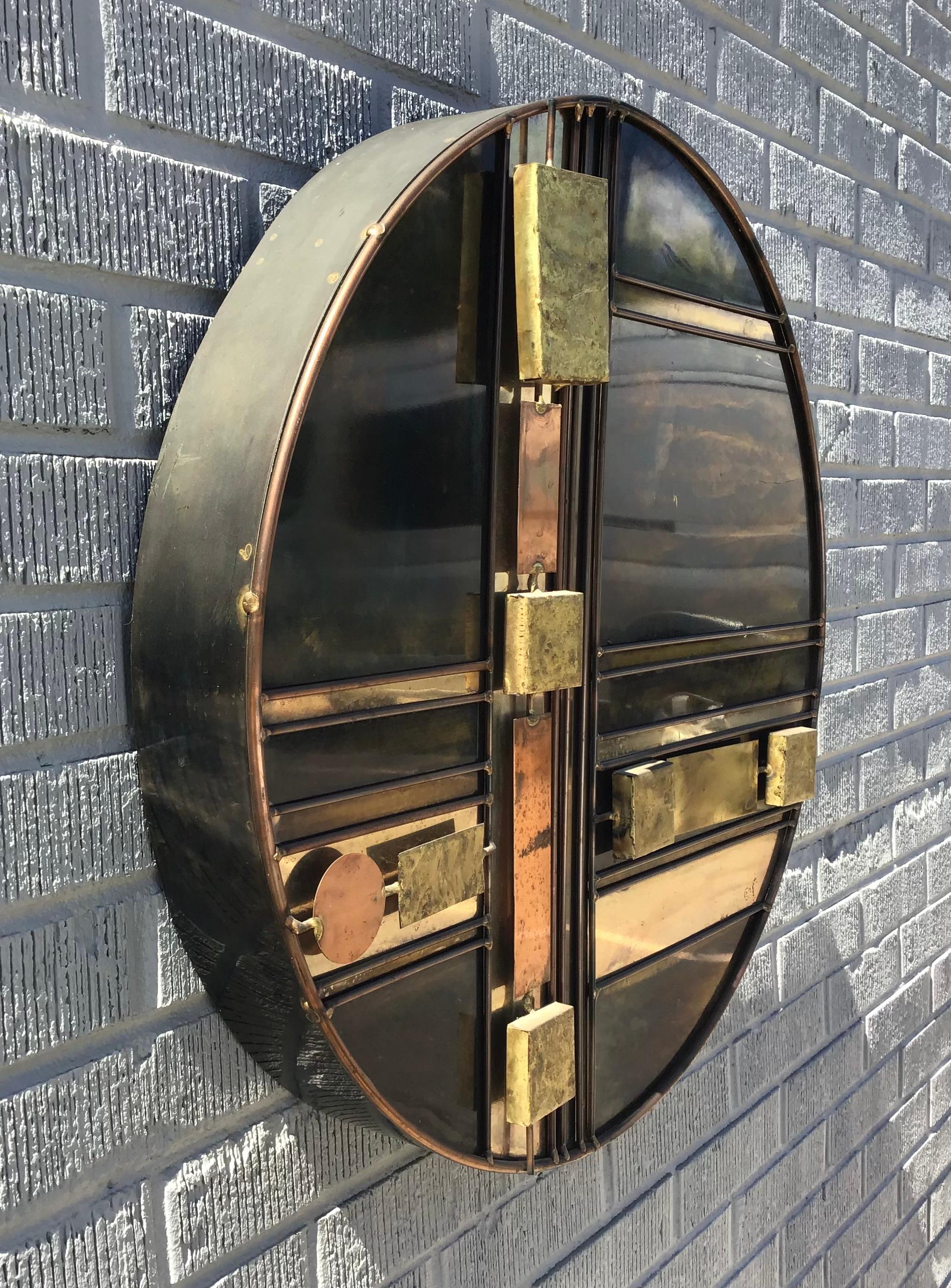Mitte des 20. Jahrhunderts C Jeré Runde Metall abstrakt signiert Wand-Skulptur im Angebot 4