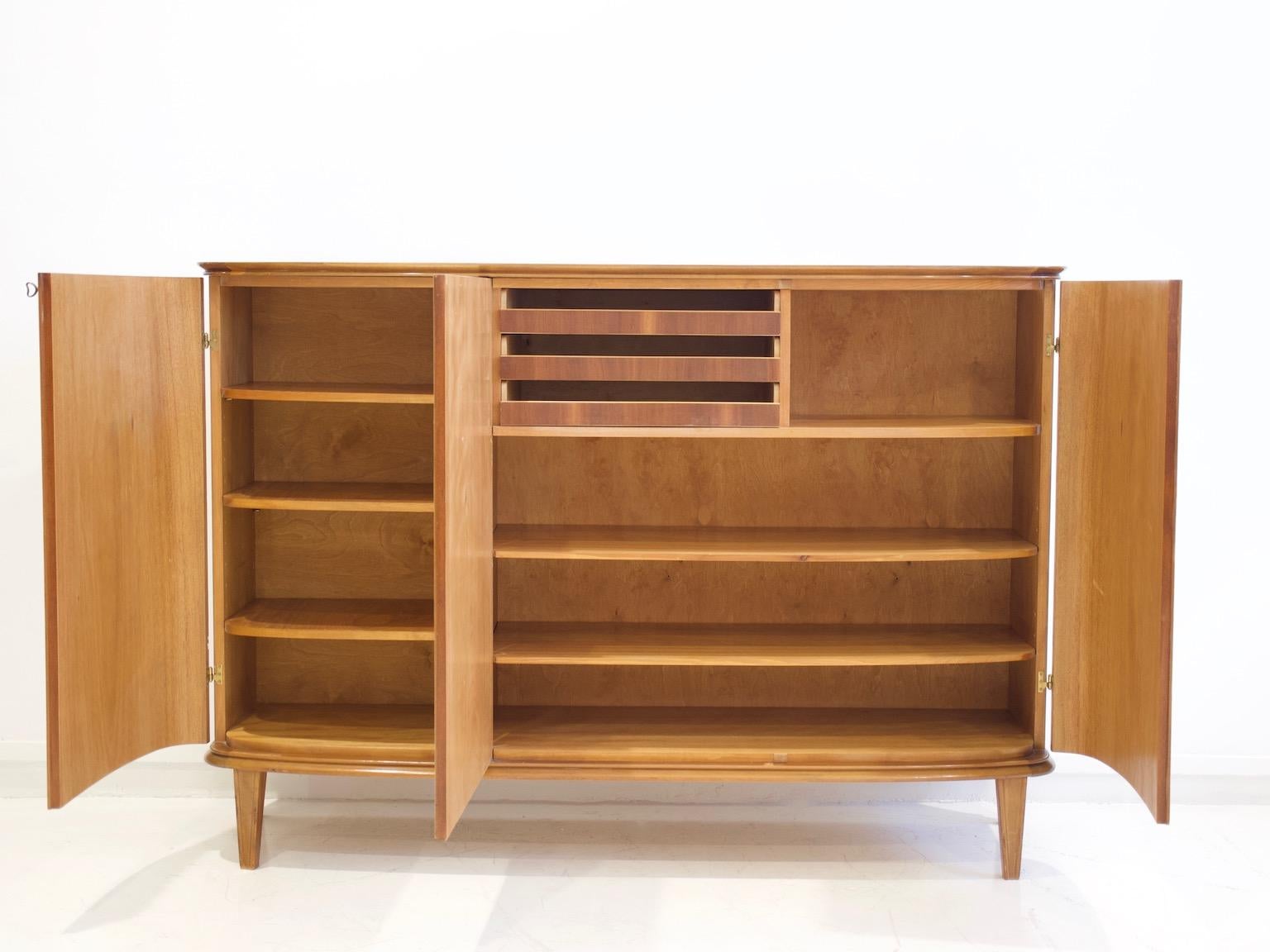 Scandinavian Modern Mid-20th Century Cabinet with Nordens Flora Illustrations by C. Lindman