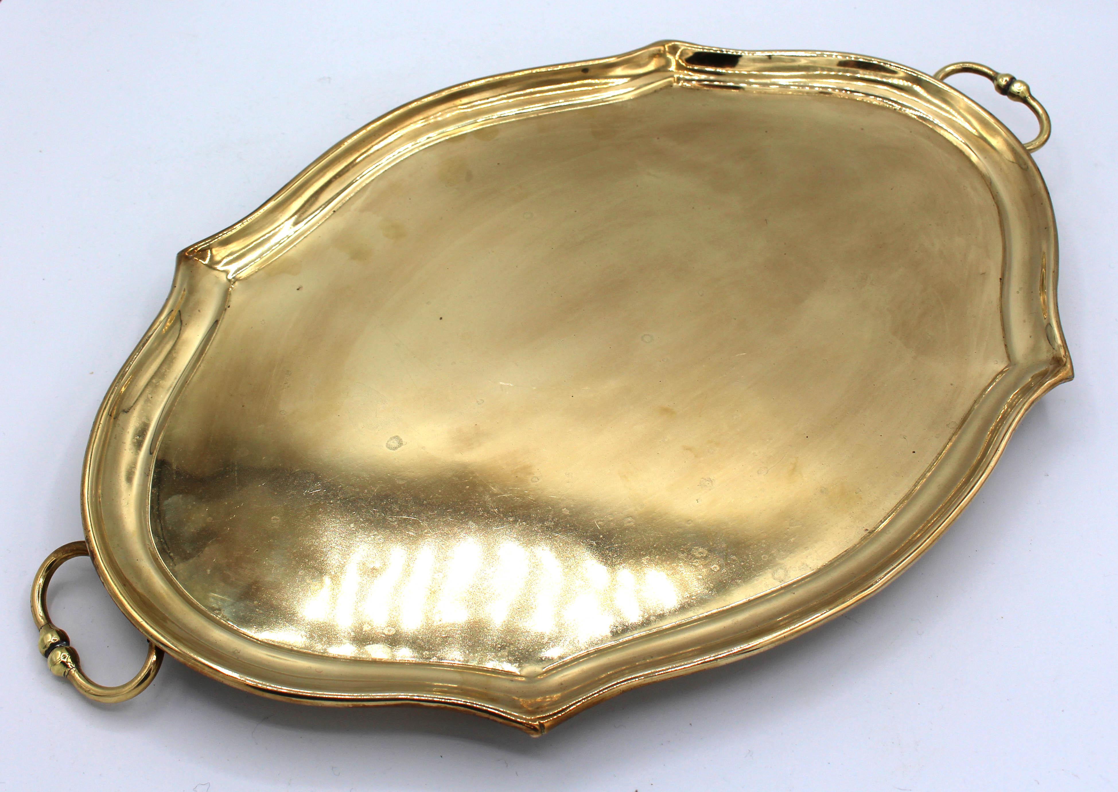 Mid-20th Century Cartouche Form Brass Cocktail Tray, English For Sale 2