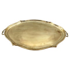 Mid-20th Century Cartouche Form Brass Cocktail Tray, English