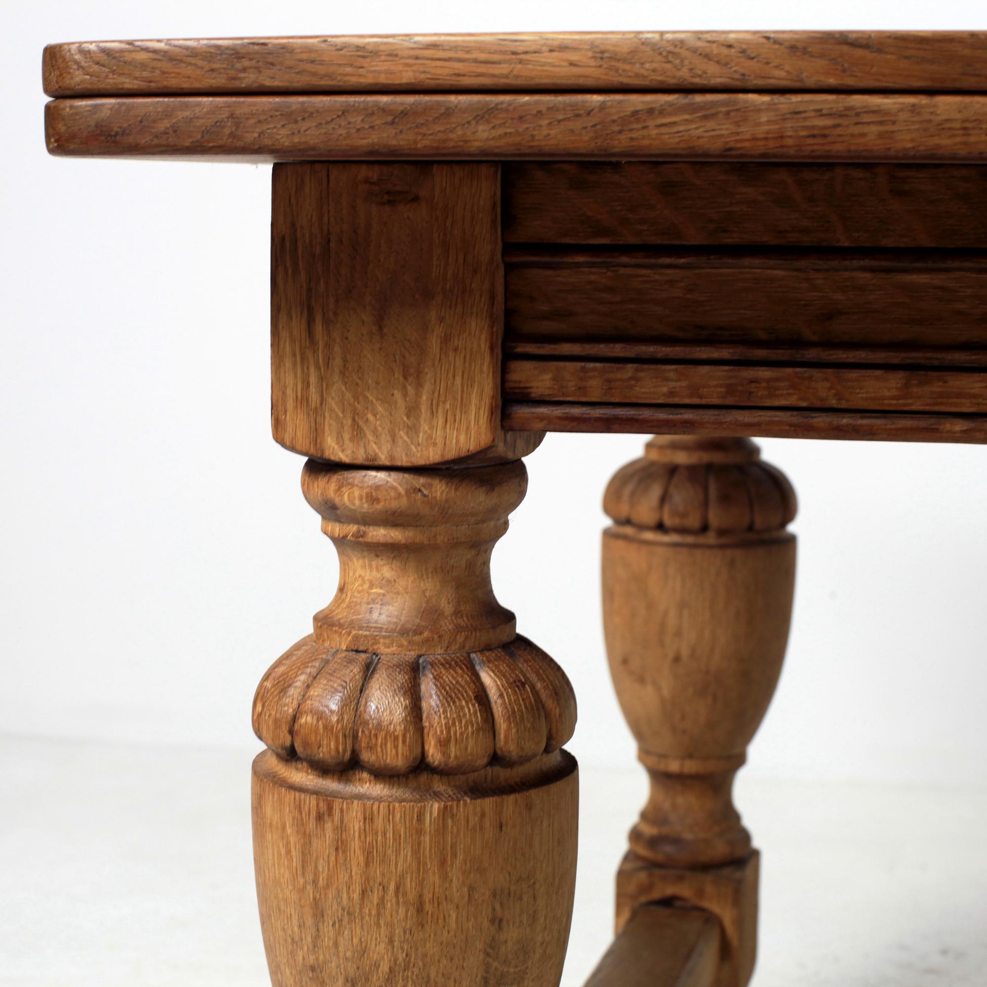Mid 20th Century Carved and Marquetered Country French Provincial Oak Table For Sale 8