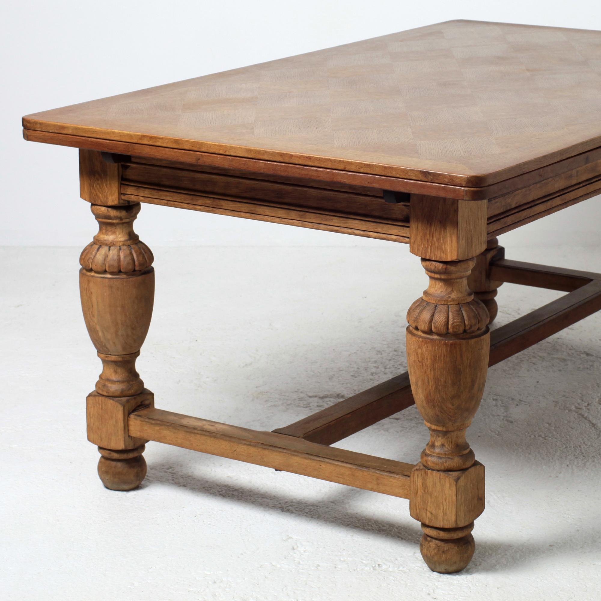Mid 20th Century Carved and Marquetered Country French Provincial Oak Table For Sale 10