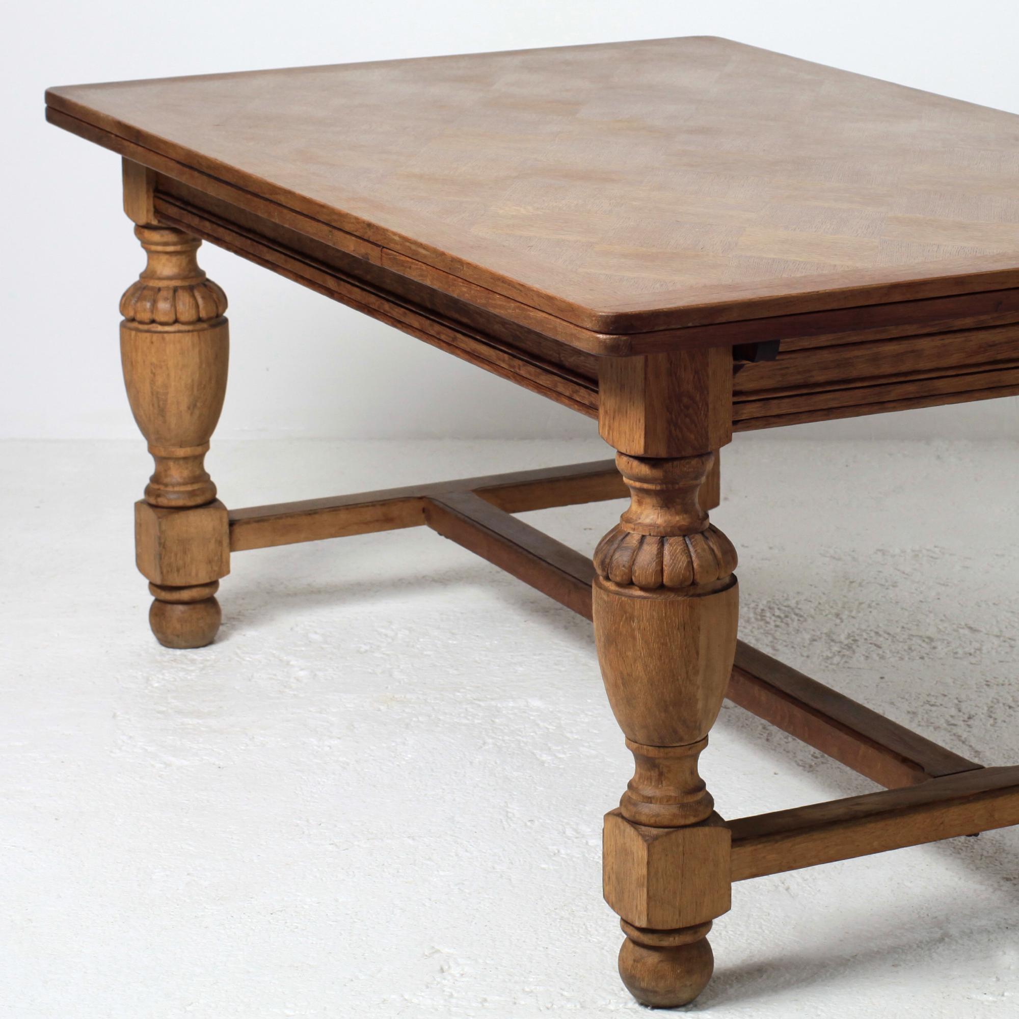 Mid 20th Century Carved and Marquetered Country French Provincial Oak Table For Sale 11