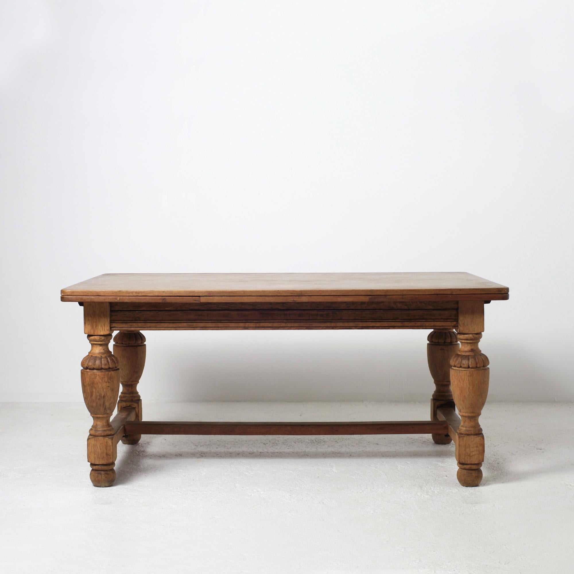 Mid-Century Modern Mid 20th Century Carved and Marquetered Country French Provincial Oak Table For Sale