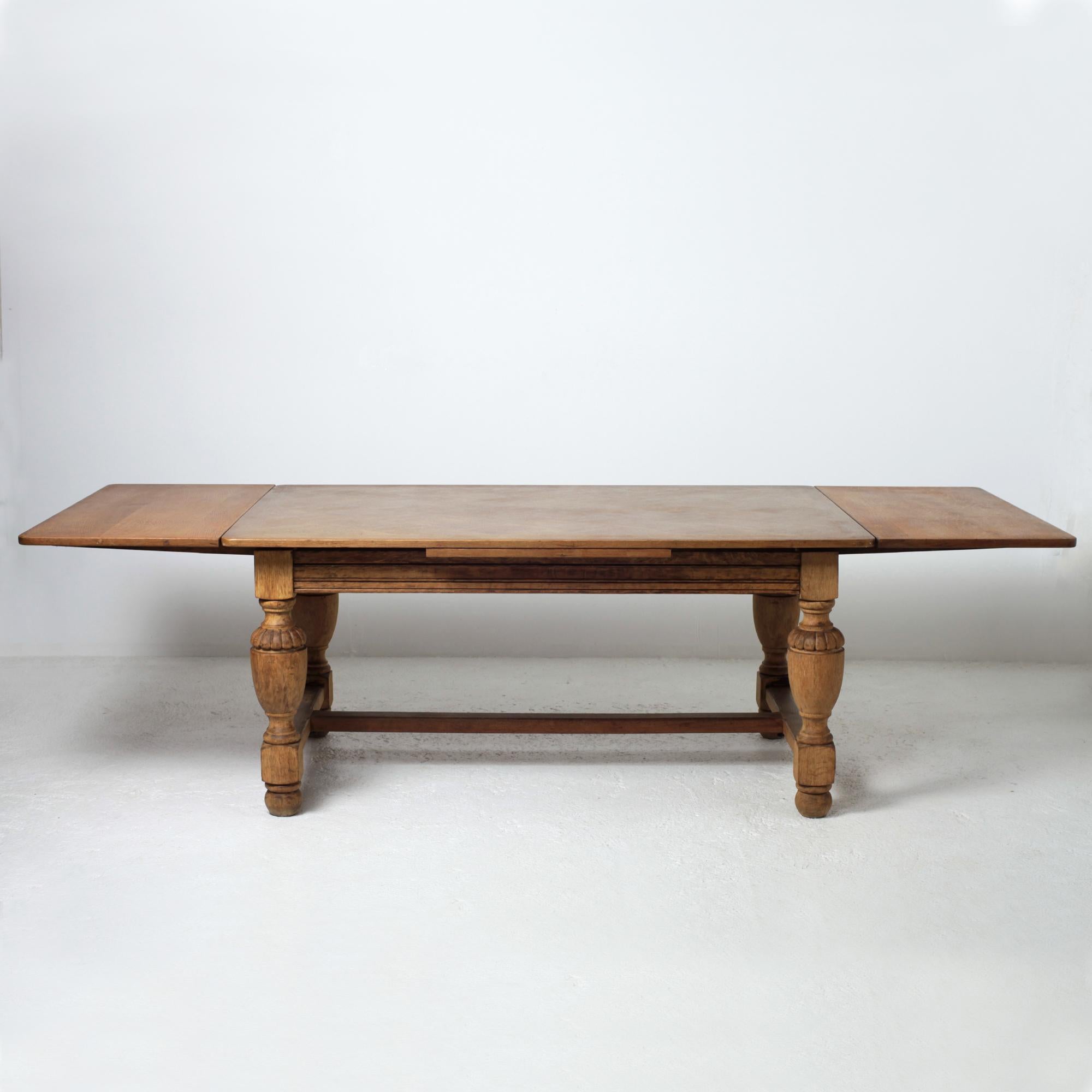 Mid-20th Century Mid 20th Century Carved and Marquetered Country French Provincial Oak Table For Sale