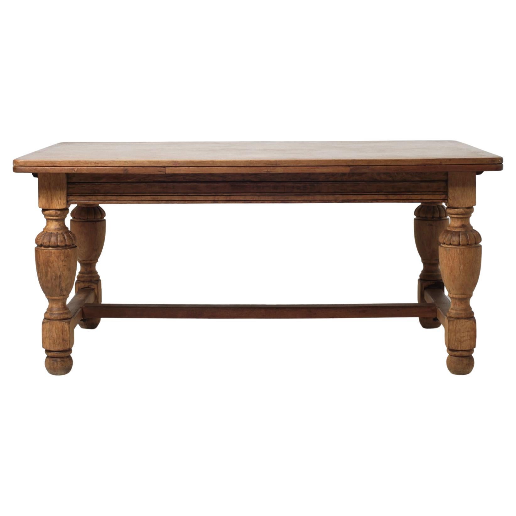 Mid 20th Century Carved and Marquetered Country French Provincial Oak Table For Sale