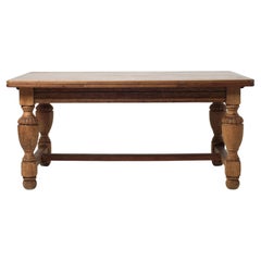 Mid 20th Century Carved and Marquetered Country French Provincial Oak Table