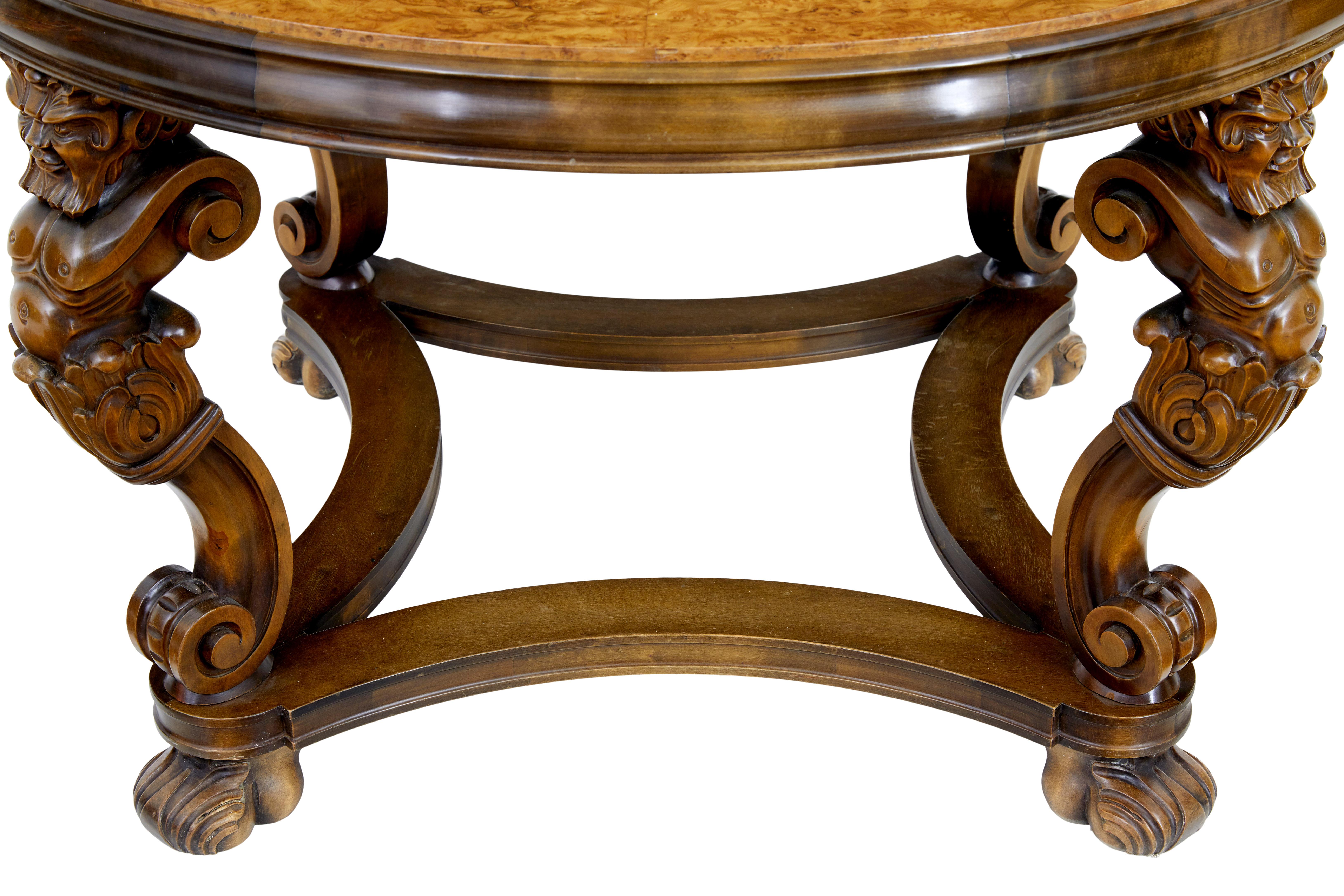 Art Deco Mid 20th century carved burr birch coffee table For Sale