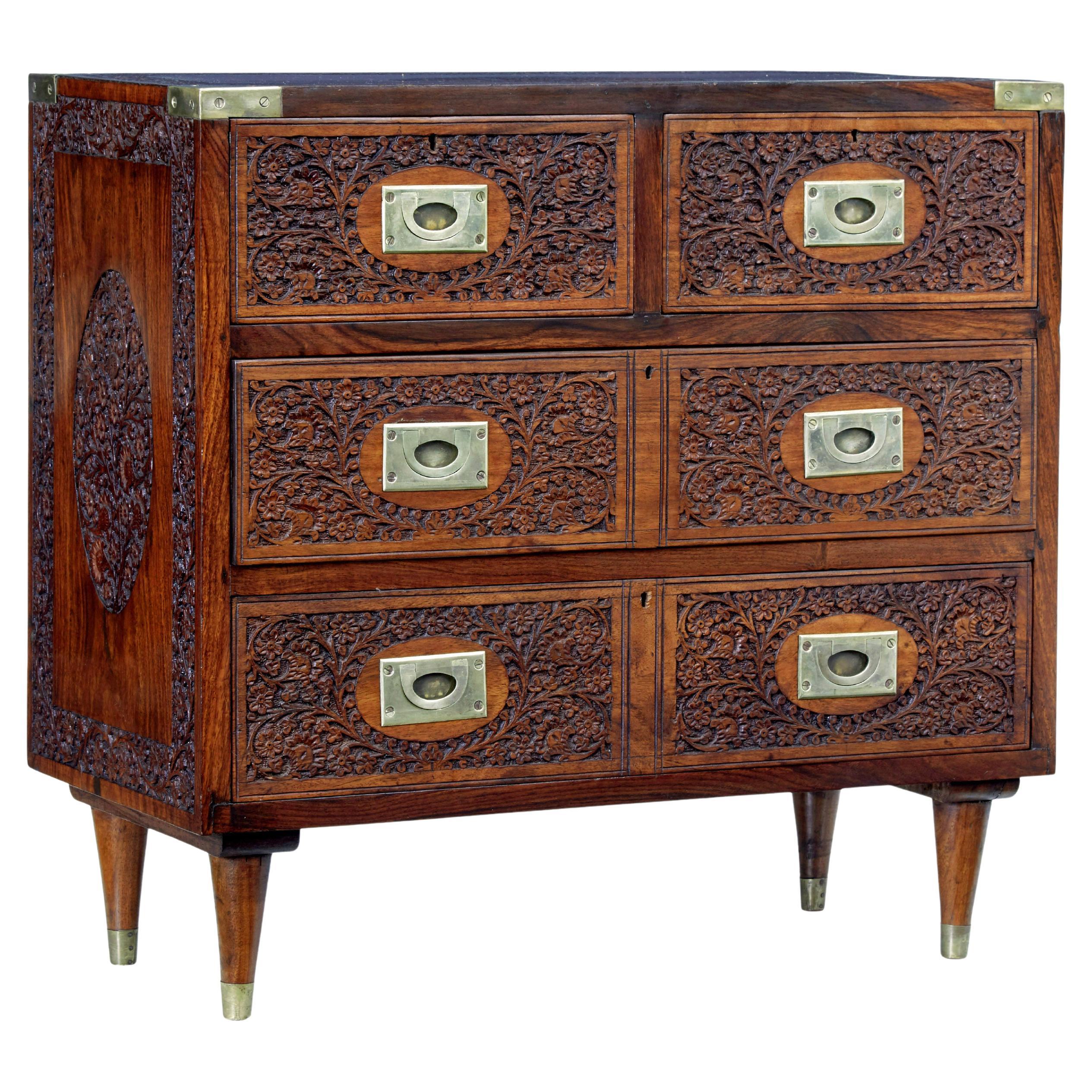 Mid 20th century carved chest of drawers by Fazal Rahim & Bros For Sale