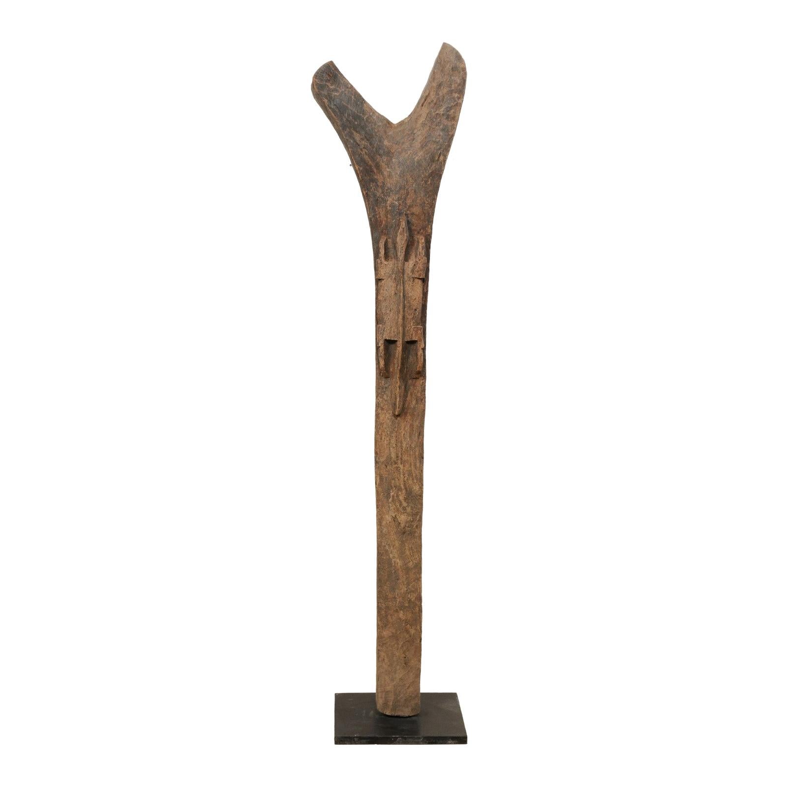 Mid-20th Century Carved Dogon Toguna Post from Mali on Custom Stand