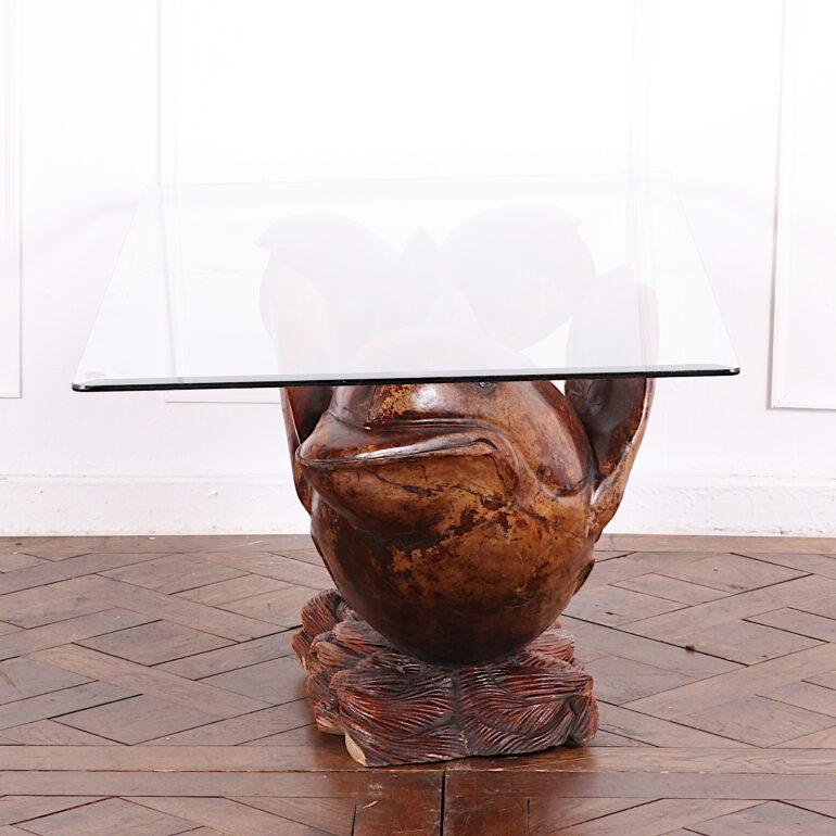 dolphin coffee table with glass top