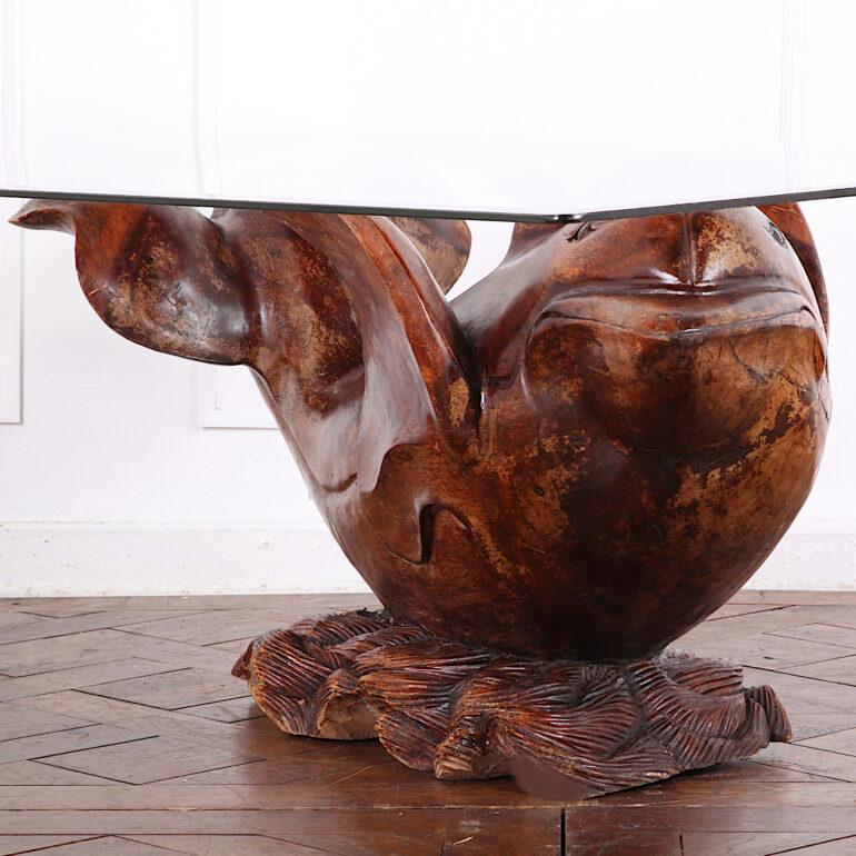 glass top dolphin table