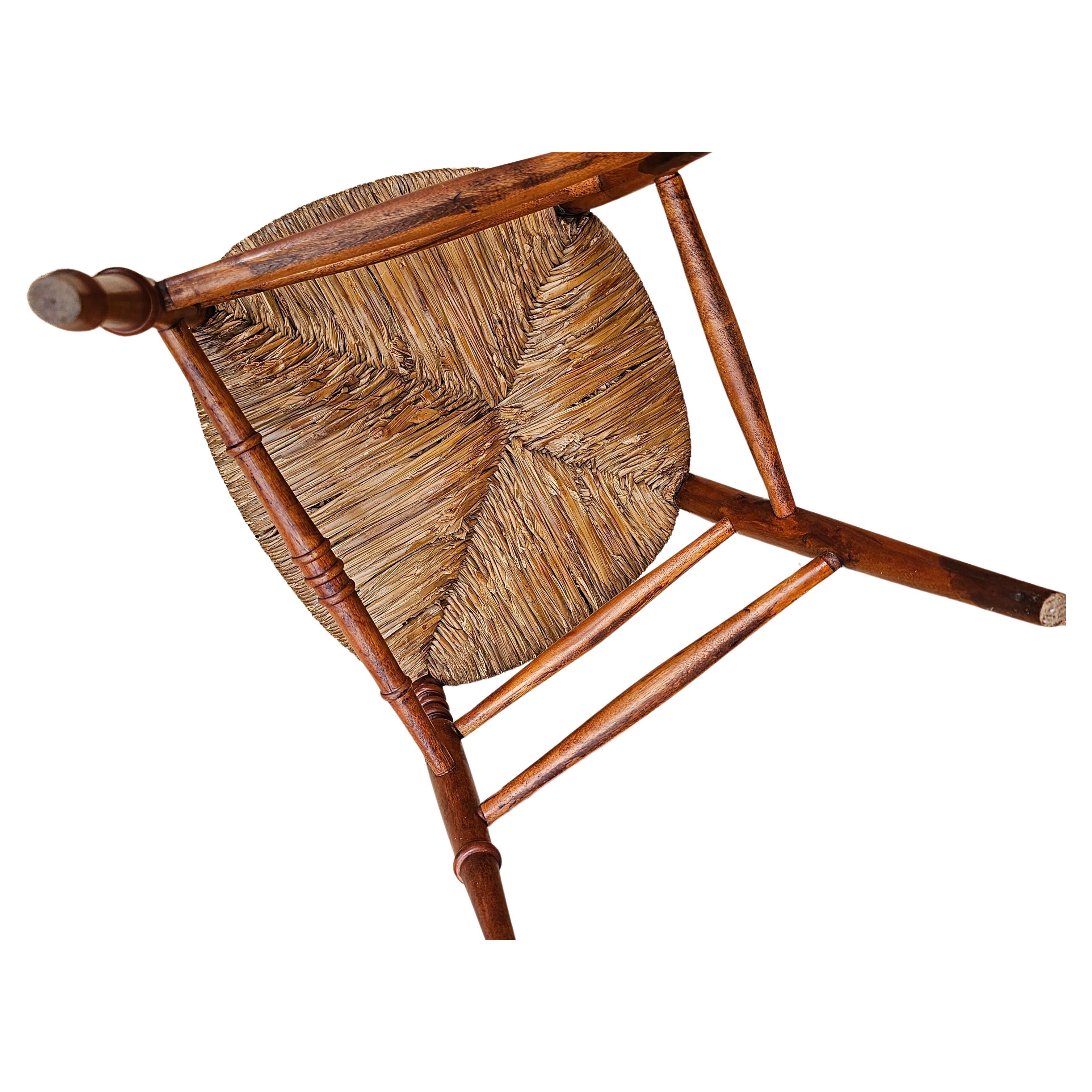 Mid-20th Century Carved Mahogany and Low Rush Seat Side Chair For Sale 2