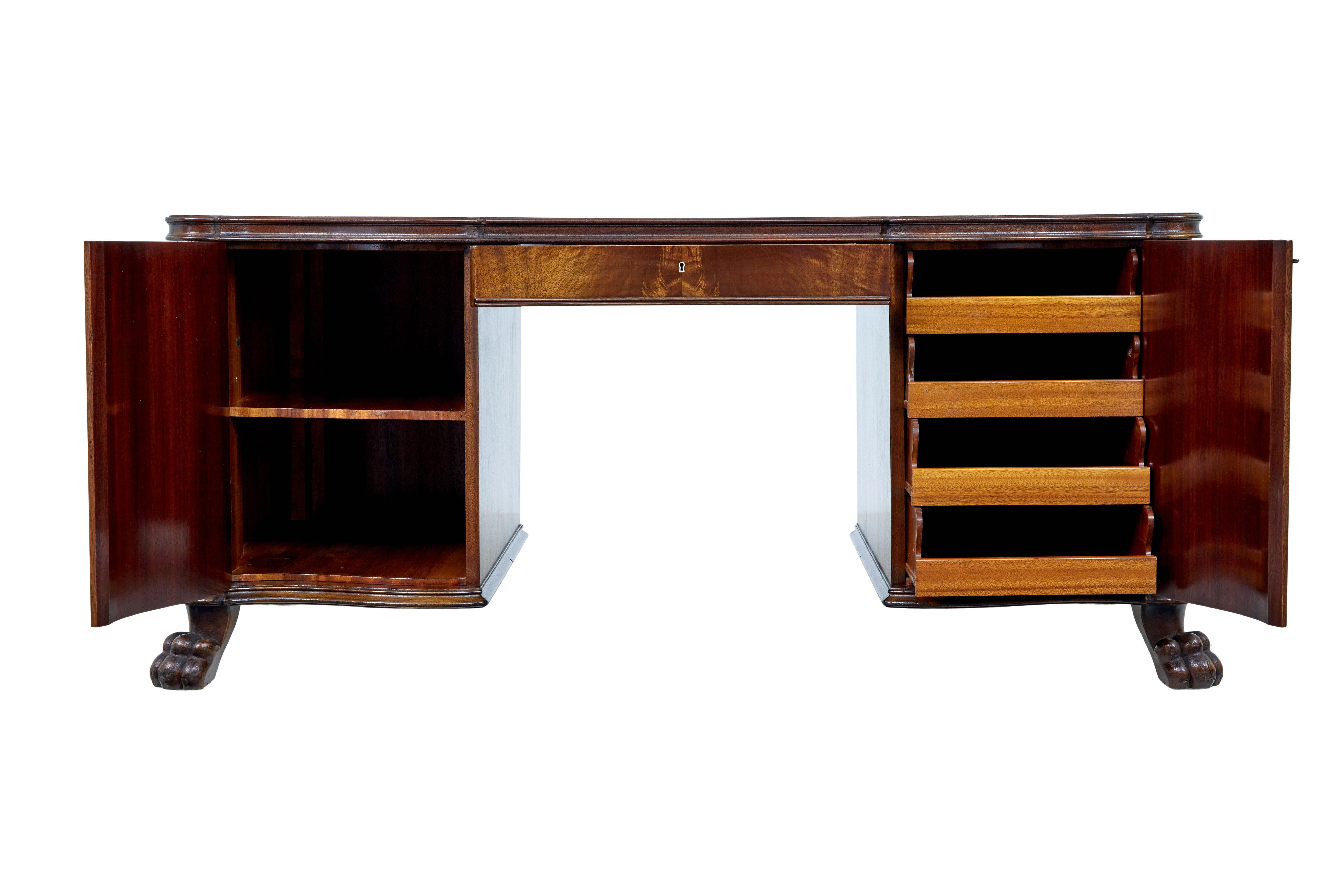 Mid-Century Modern Mid 20th century carved mahogany Swedish desk For Sale