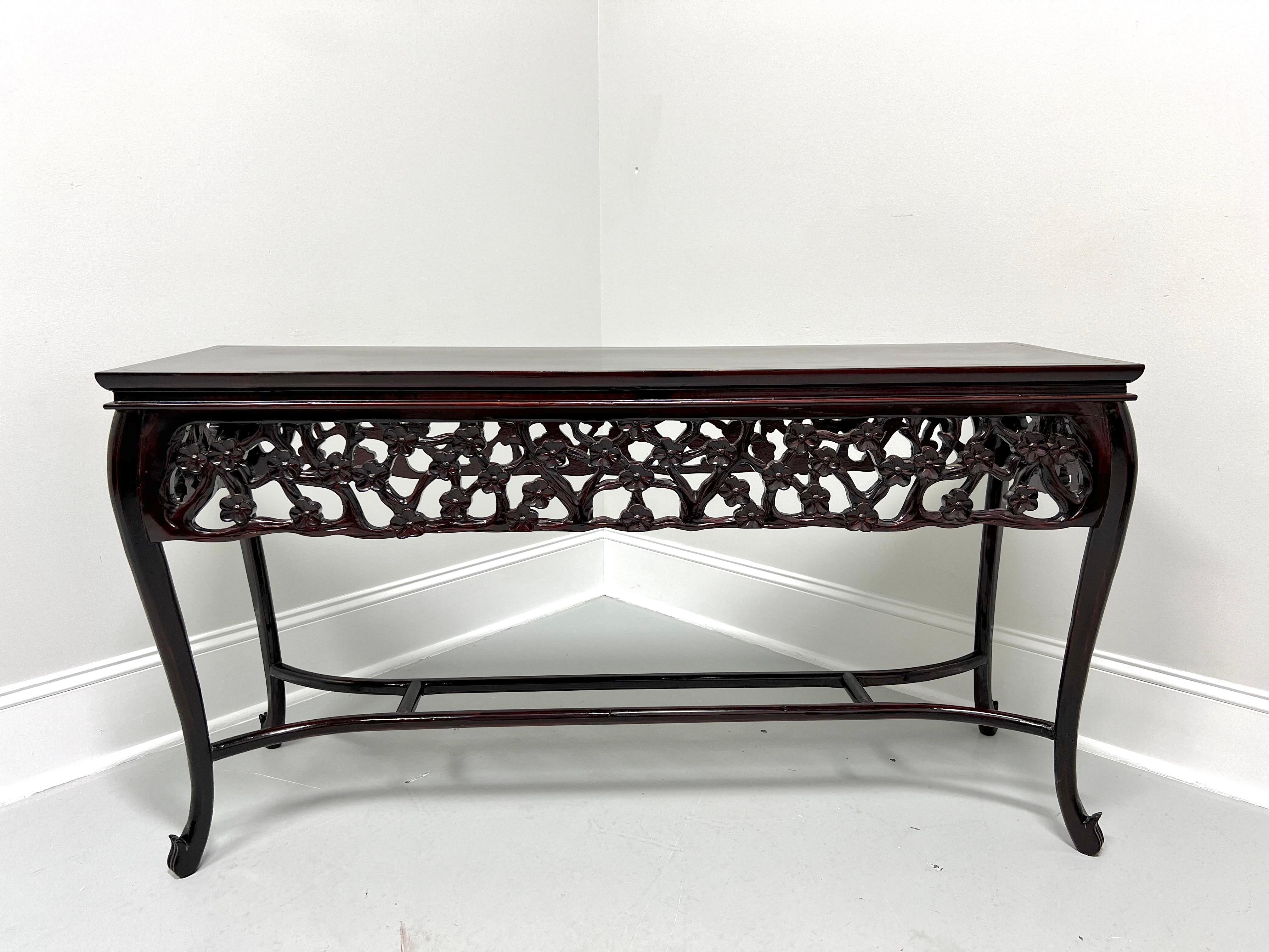 Chinoiserie Mid 20th Century Carved Rosewood Finish Asian Style Console Sofa Table
