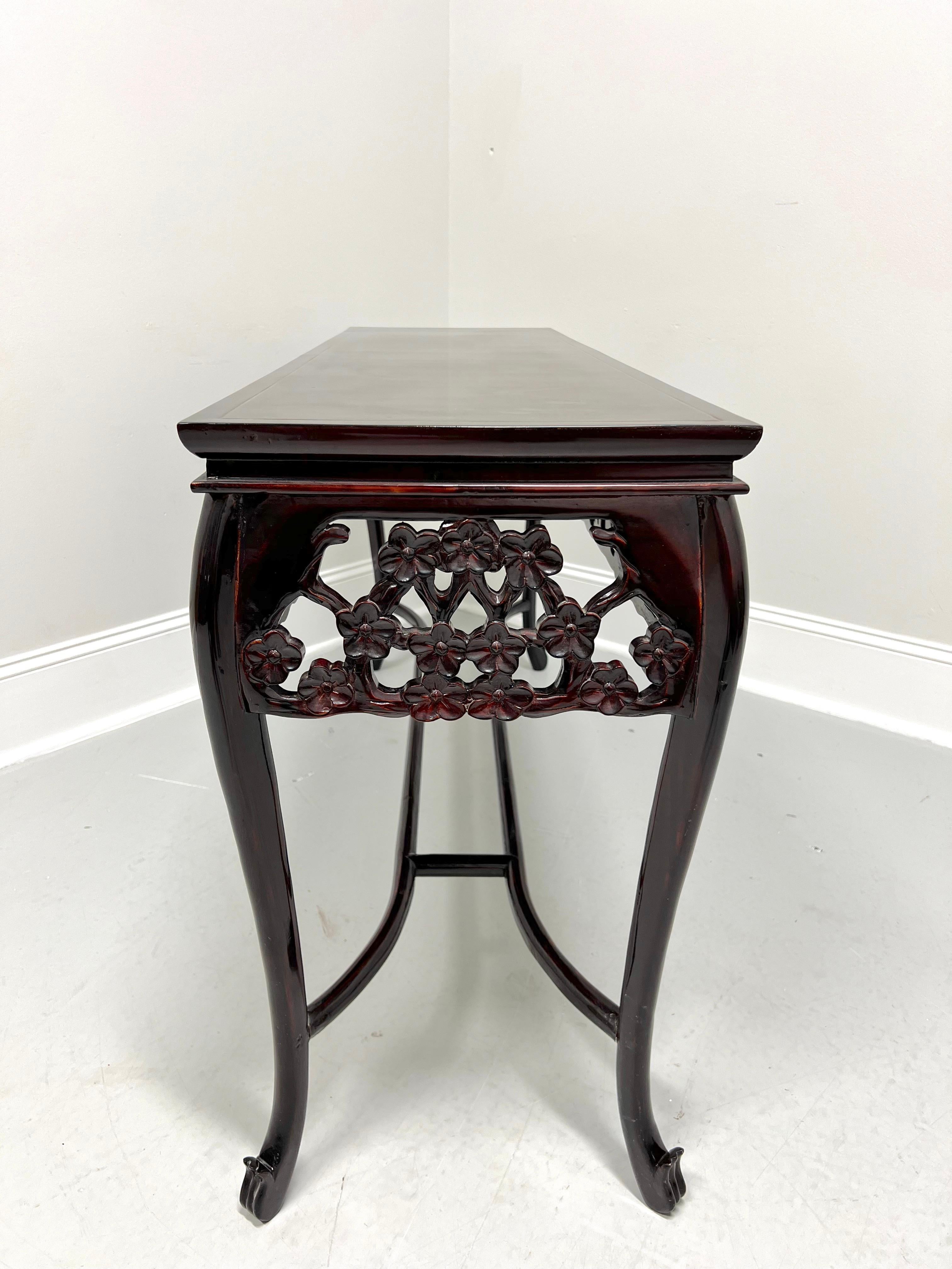 Wood Mid 20th Century Carved Rosewood Finish Asian Style Console Sofa Table