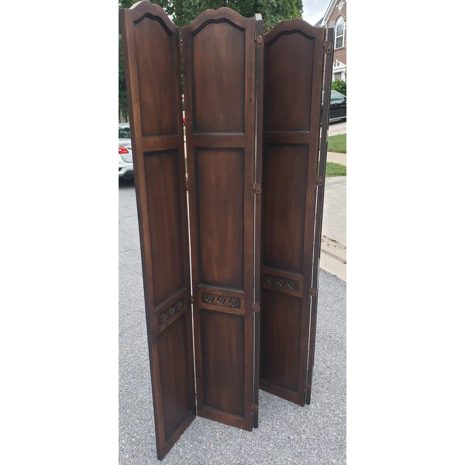 Mid-Century Modern Mid 20th Century Carved Solid Walnut Room Divider For Sale
